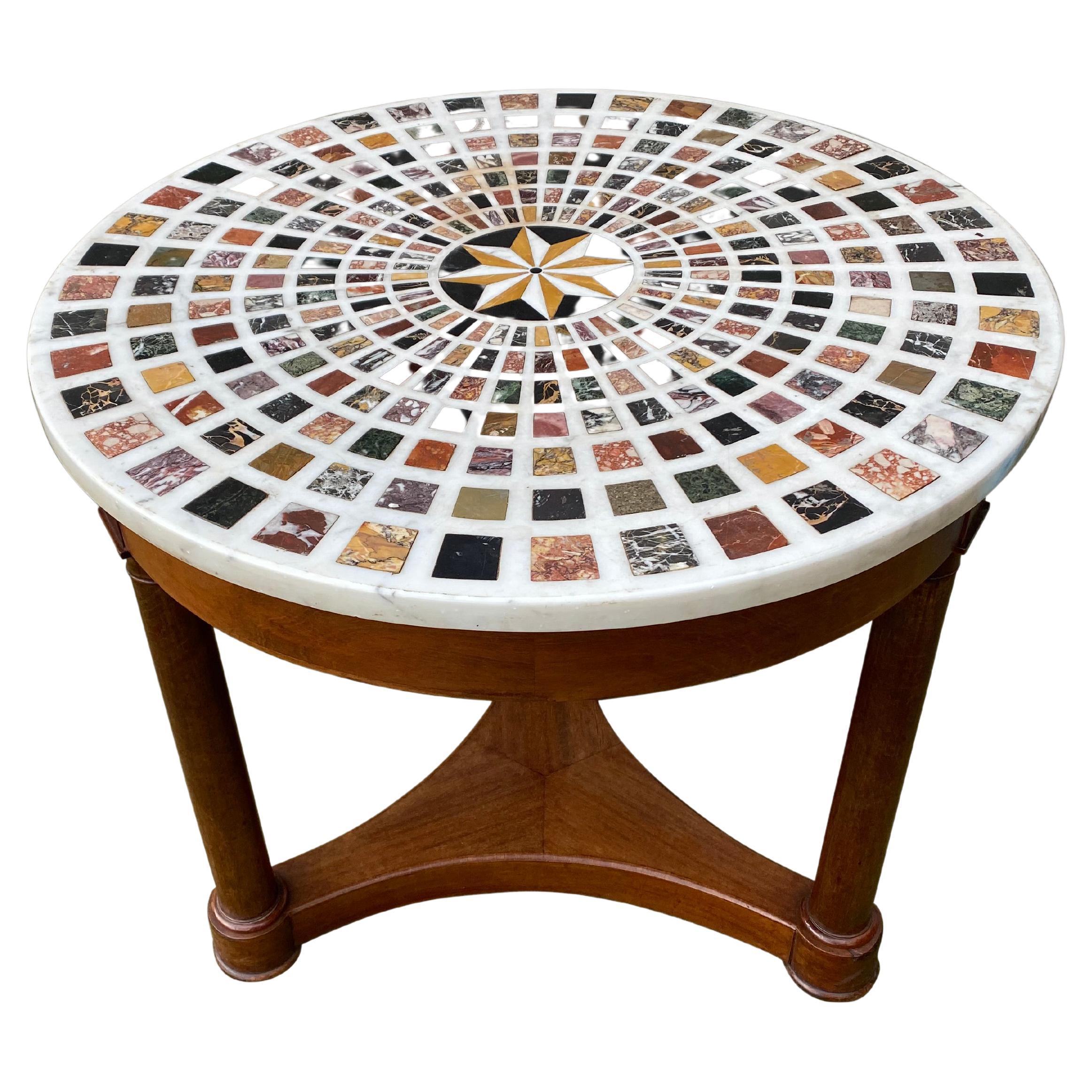 19th Century Italian Specimen Marble Top Circular Centre Table