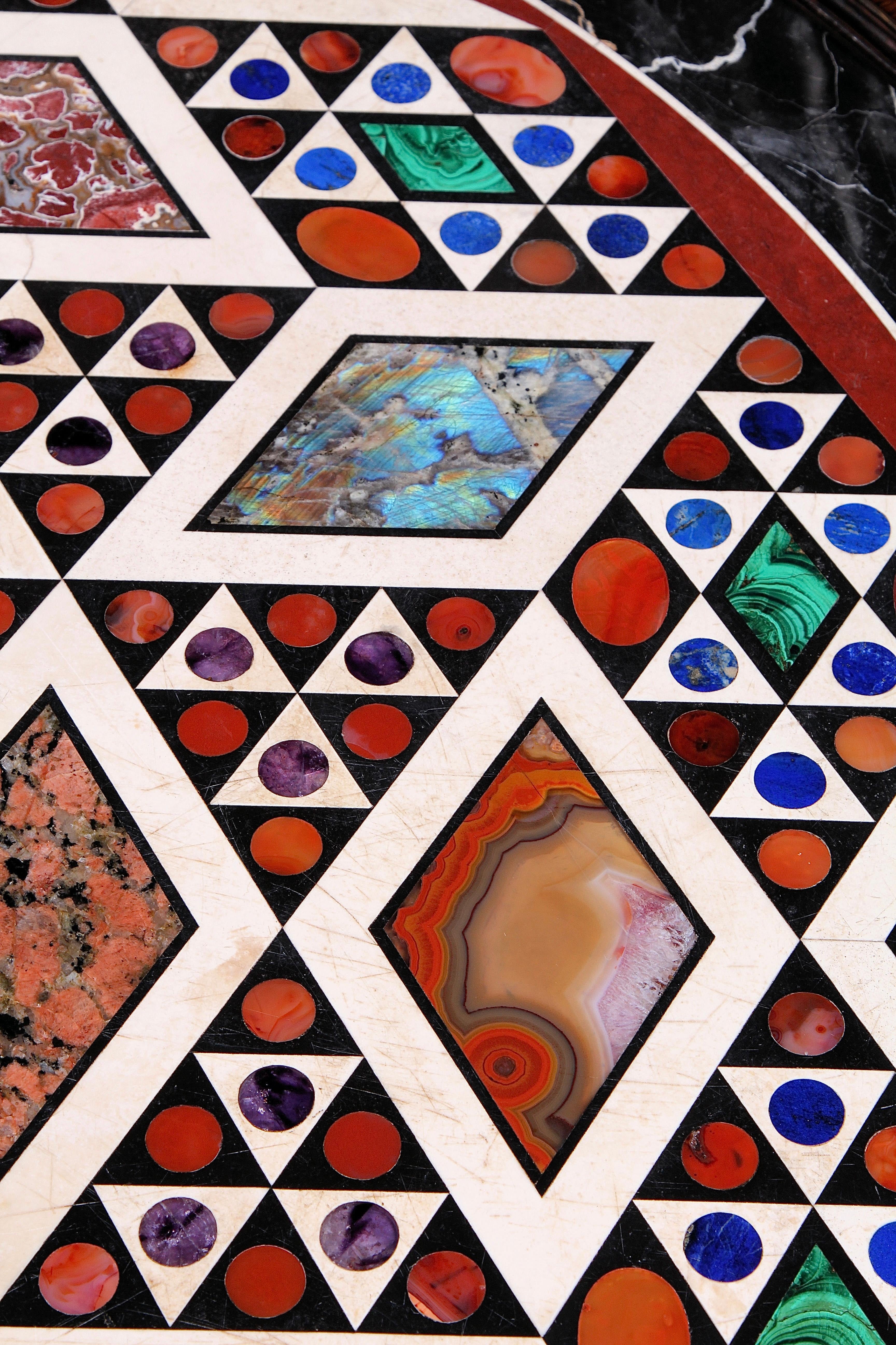 Carved 19th Century Italian Specimen Pietra Dura Table Attributed To Giacomo Raffaelli For Sale