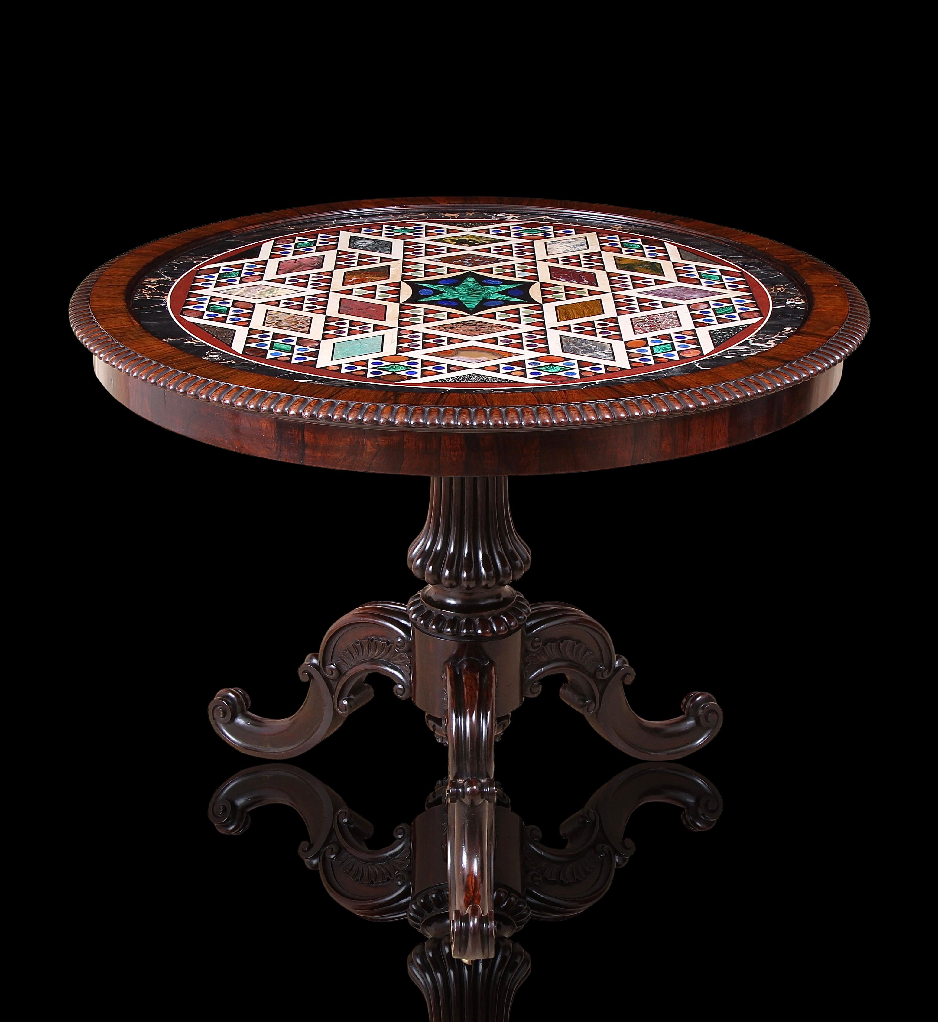 Agate 19th Century Italian Specimen Pietra Dura Table Attributed To Giacomo Raffaelli For Sale