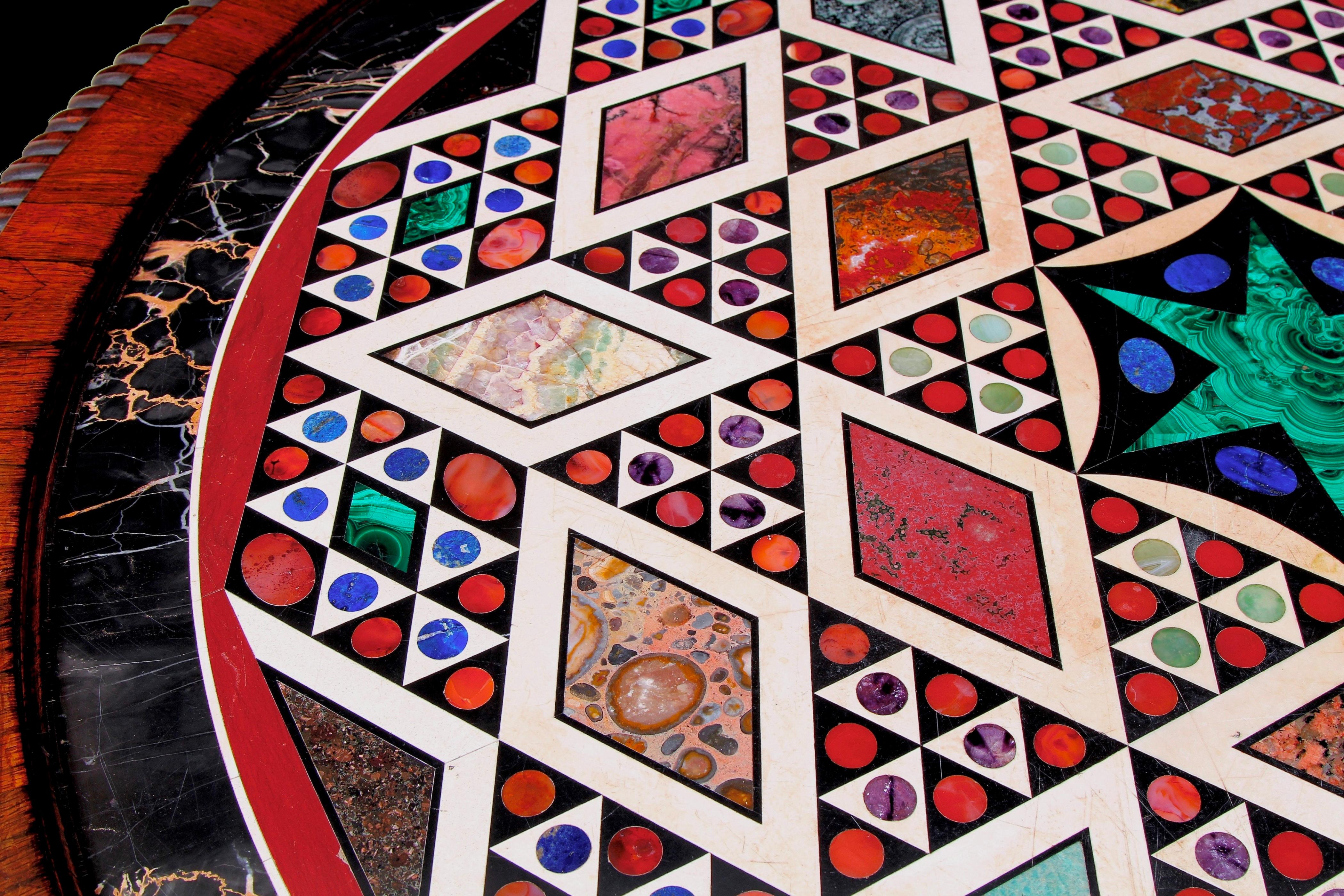 19th Century Italian Specimen Pietra Dura Table Attributed To Giacomo Raffaelli For Sale 1