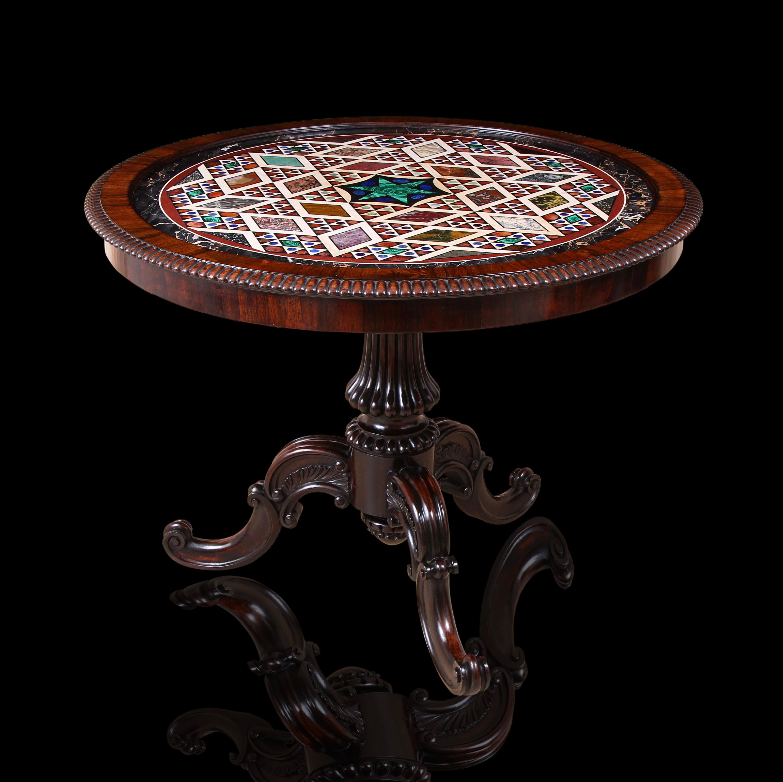 19th Century Italian Specimen Pietra Dura Table Attributed To Giacomo Raffaelli For Sale 3