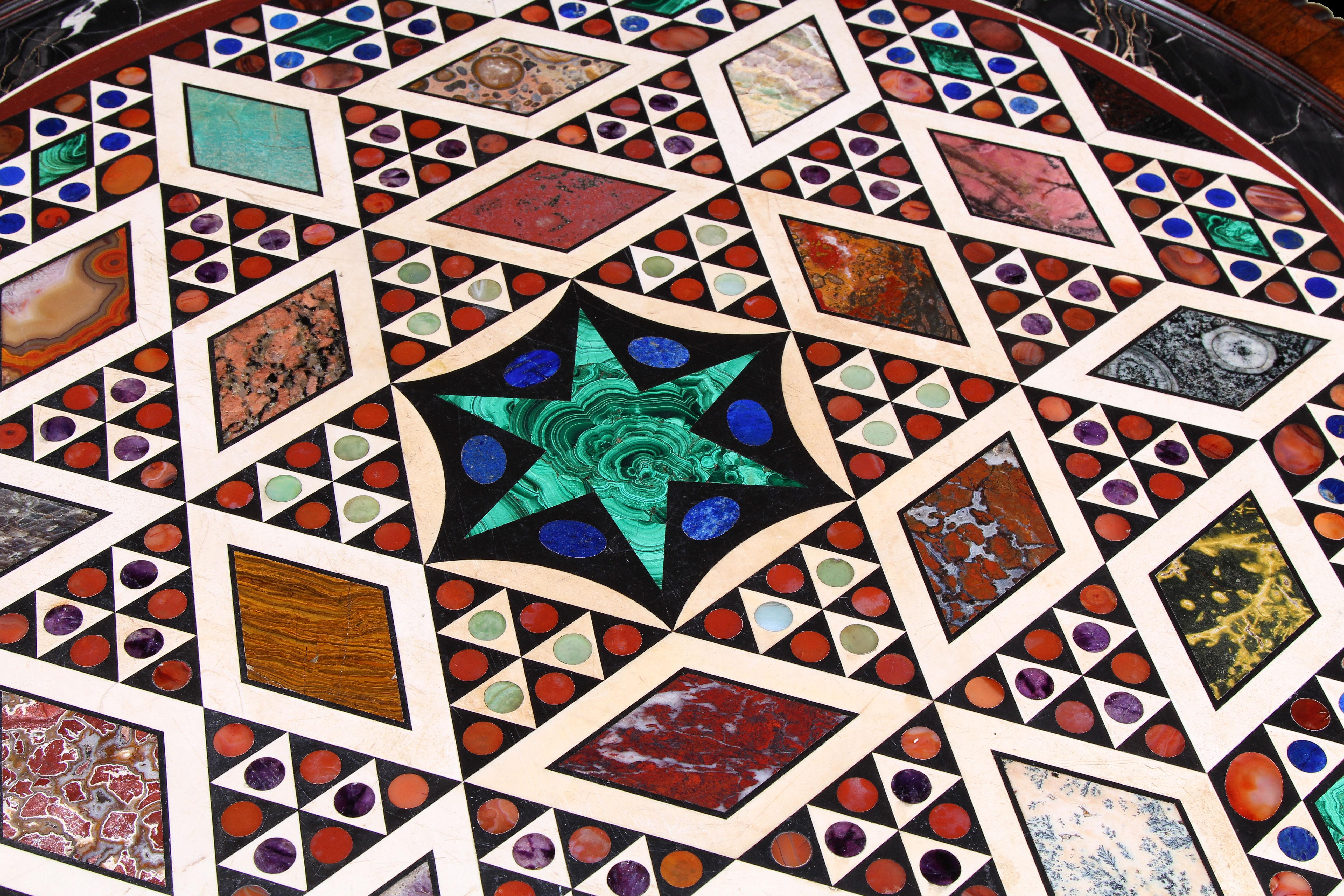 19th Century Italian Specimen Pietra Dura Table Attributed To Giacomo Raffaelli For Sale 2