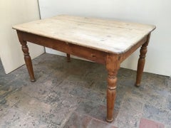 19th Century Italian Spruce Table with Wooden Top, 1890s