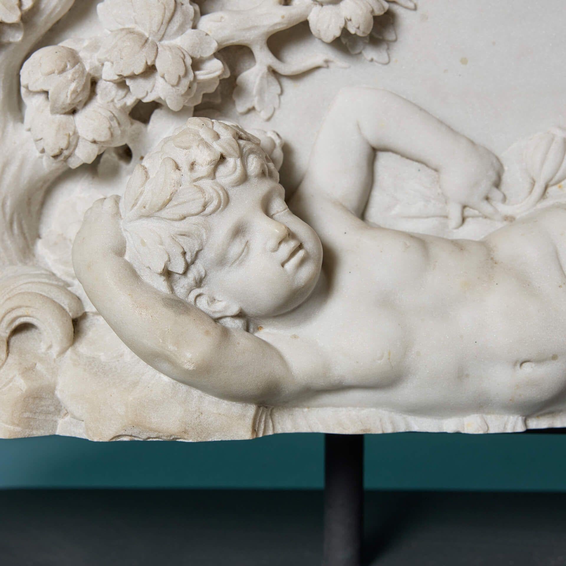 Rinascimento Targa in marmo statuario italiano del XIX secolo dopo Duquesnoy in vendita