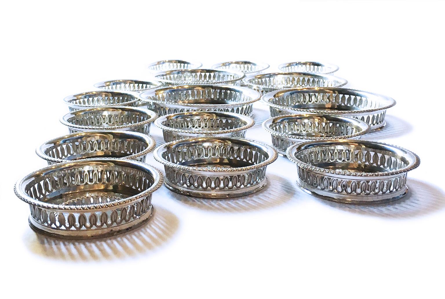 19th Century Italian Sterling Silver Glass and Wine Coasters, circa 1830 For Sale 10
