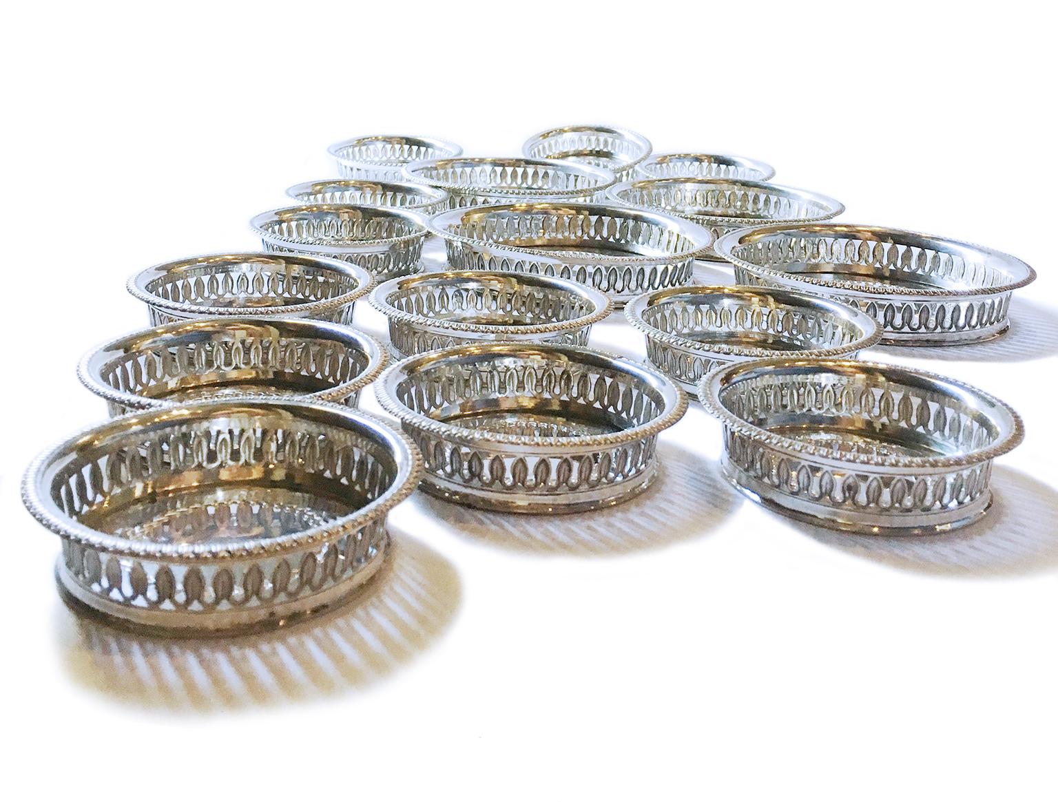 19th Century Italian Sterling Silver Glass and Wine Coasters, circa 1830 For Sale 11