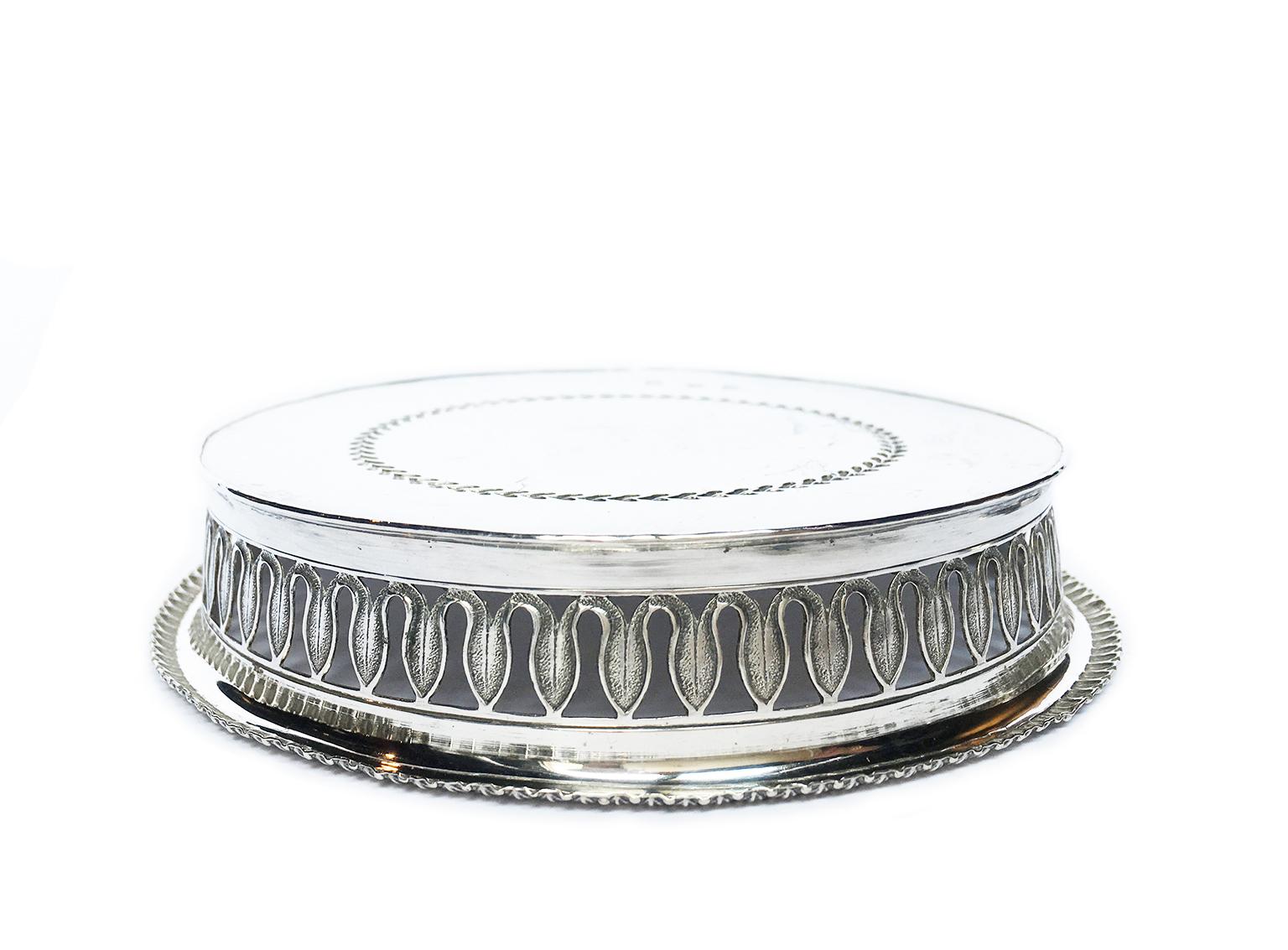 19th Century Italian Sterling Silver Glass and Wine Coasters, circa 1830 For Sale 3