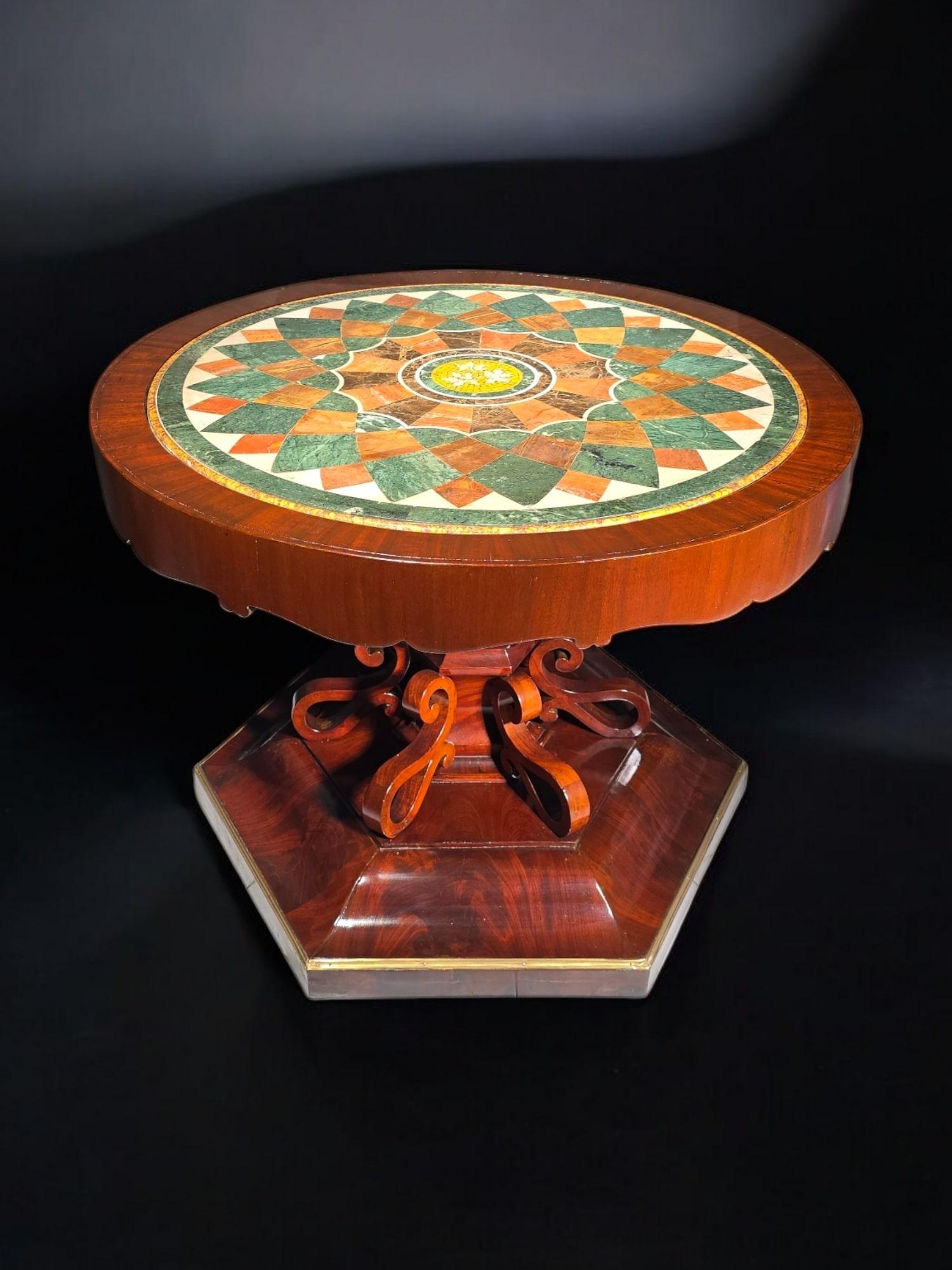 Late 19th Century 19th Century Italian Table from Naples with Hardstone Top For Sale
