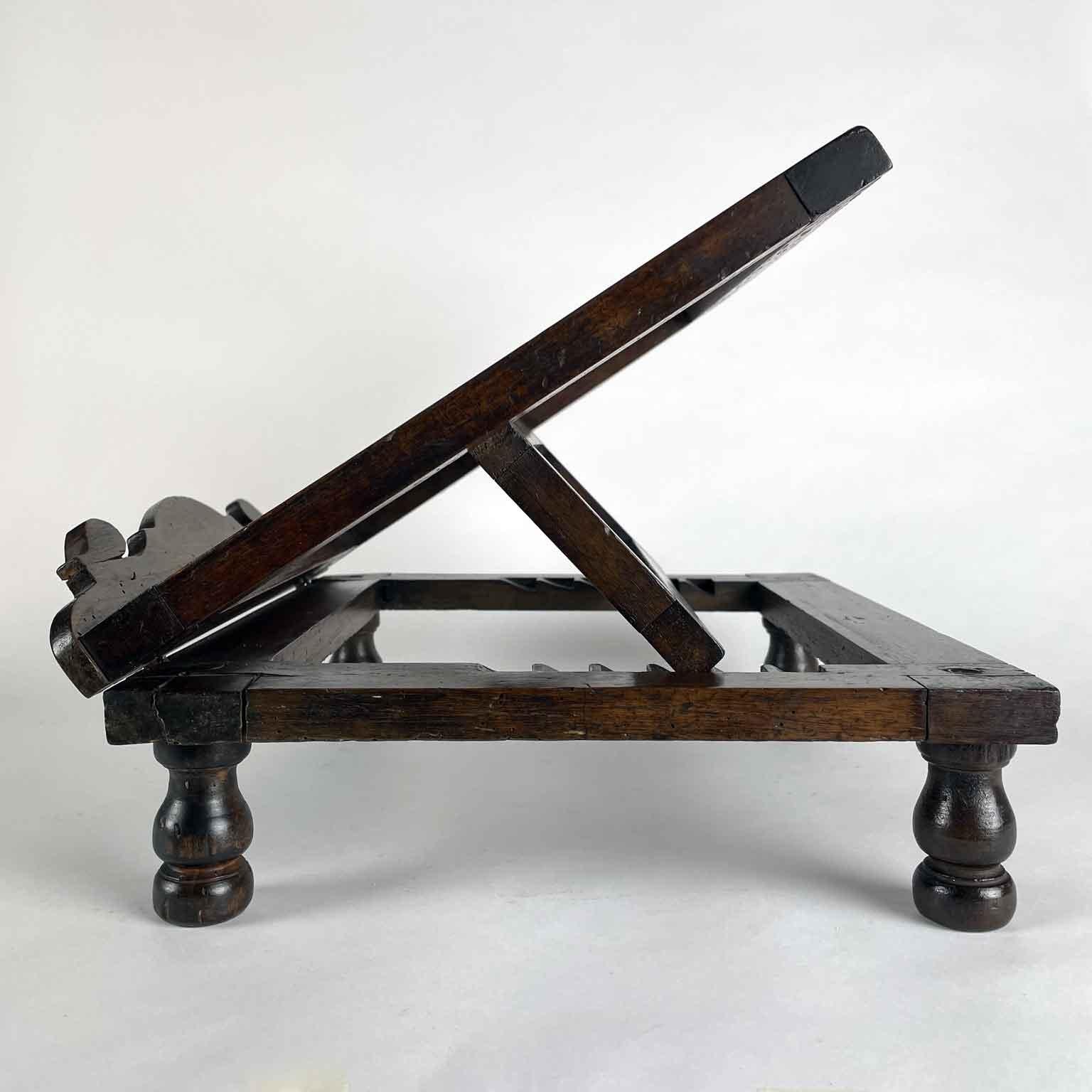 19th Century Italian Table Lectern Carved Walnut Bookstand 2