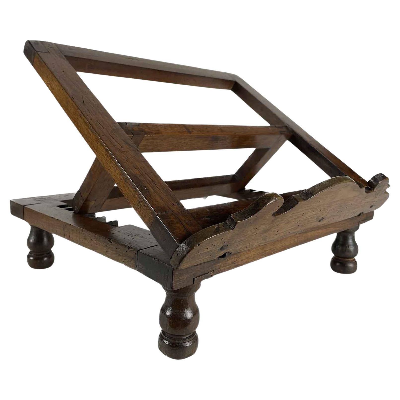 19th Century Italian Table Lectern Carved Walnut Bookstand