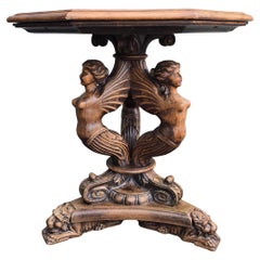19th Century Italian Table with Carved Female Sphinxes and Lions