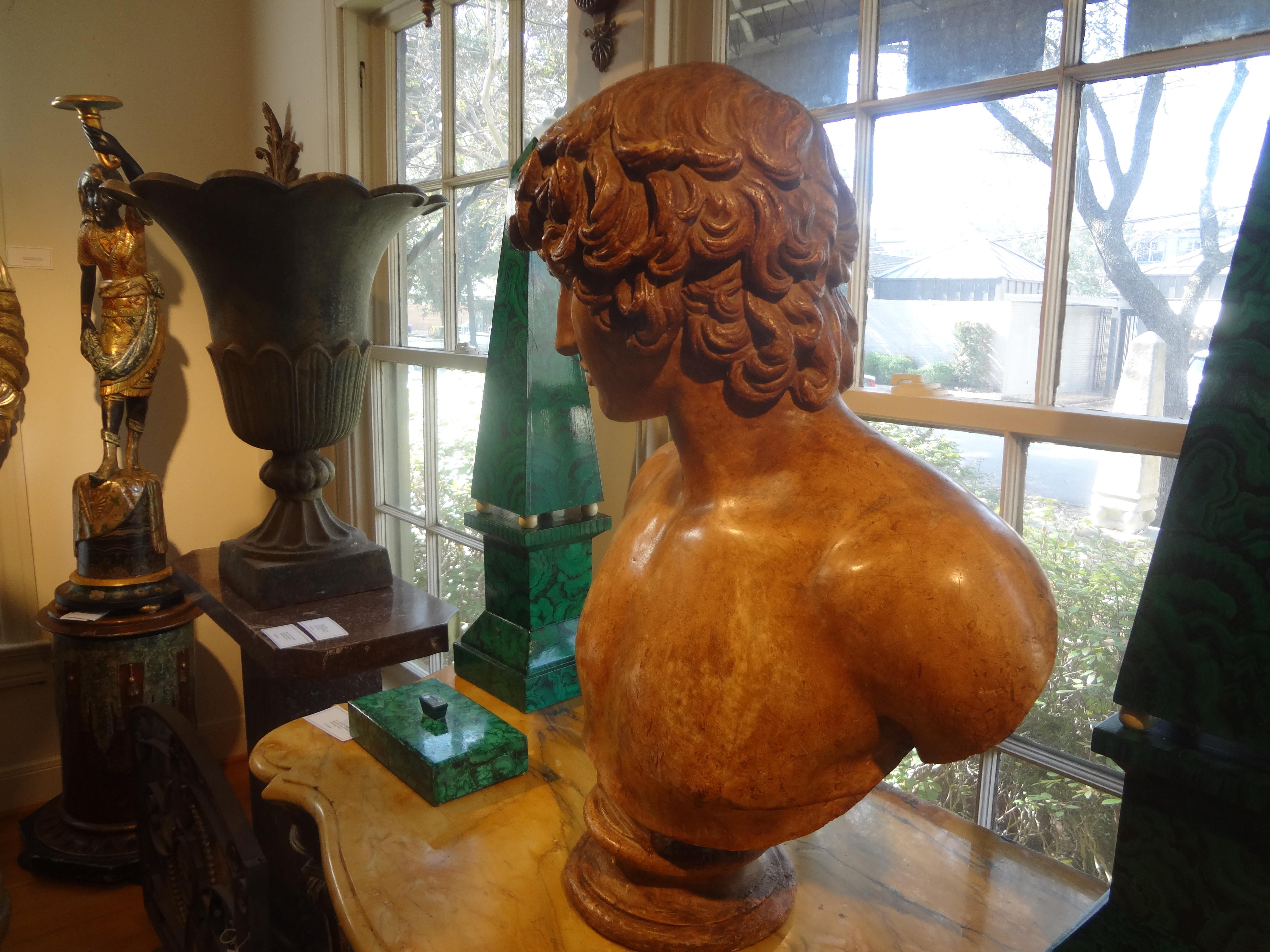 19th Century Italian Terracotta Bust of a Classical Male For Sale 8