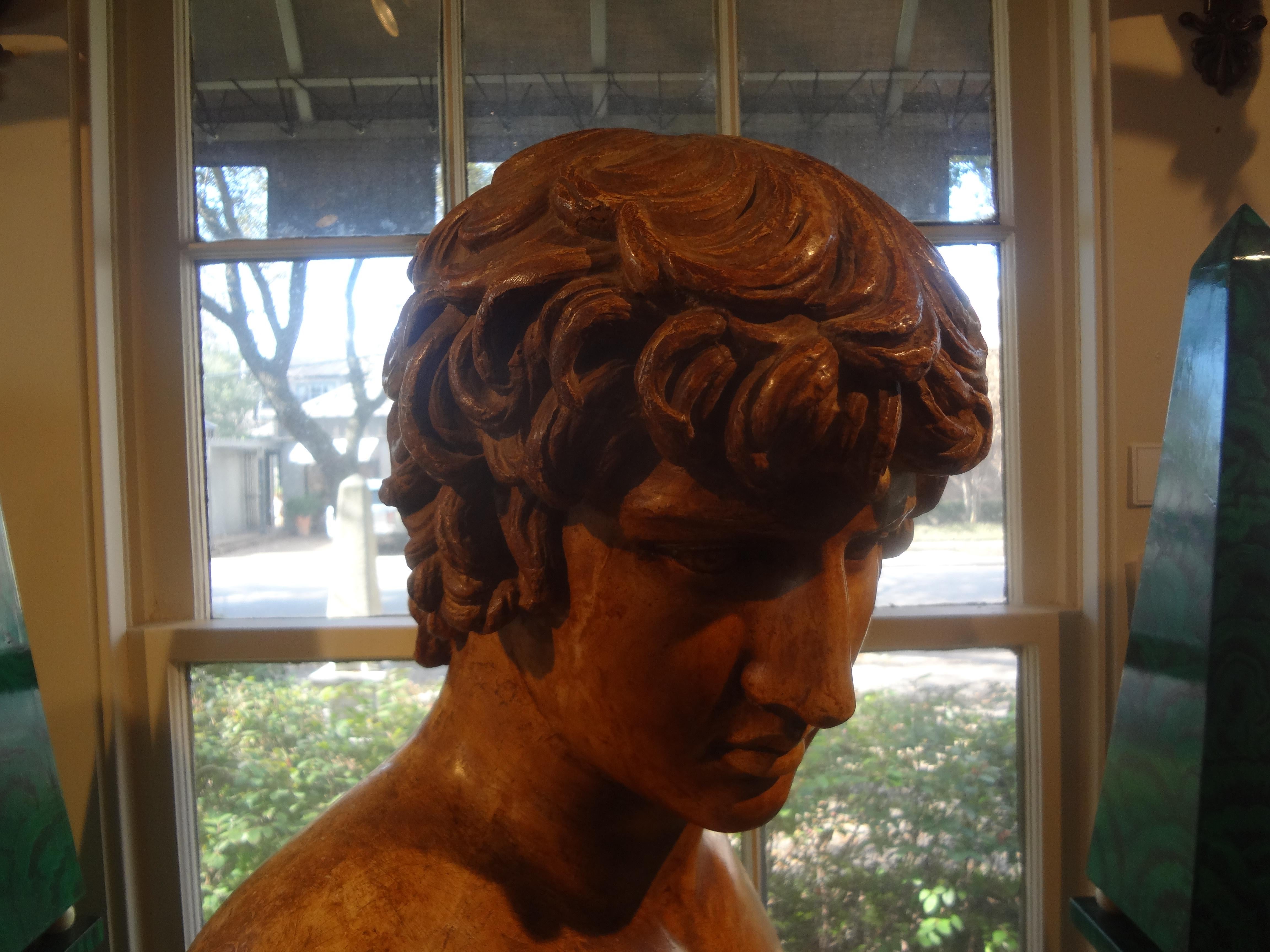 19th Century Italian Terracotta Bust of a Classical Male For Sale 3