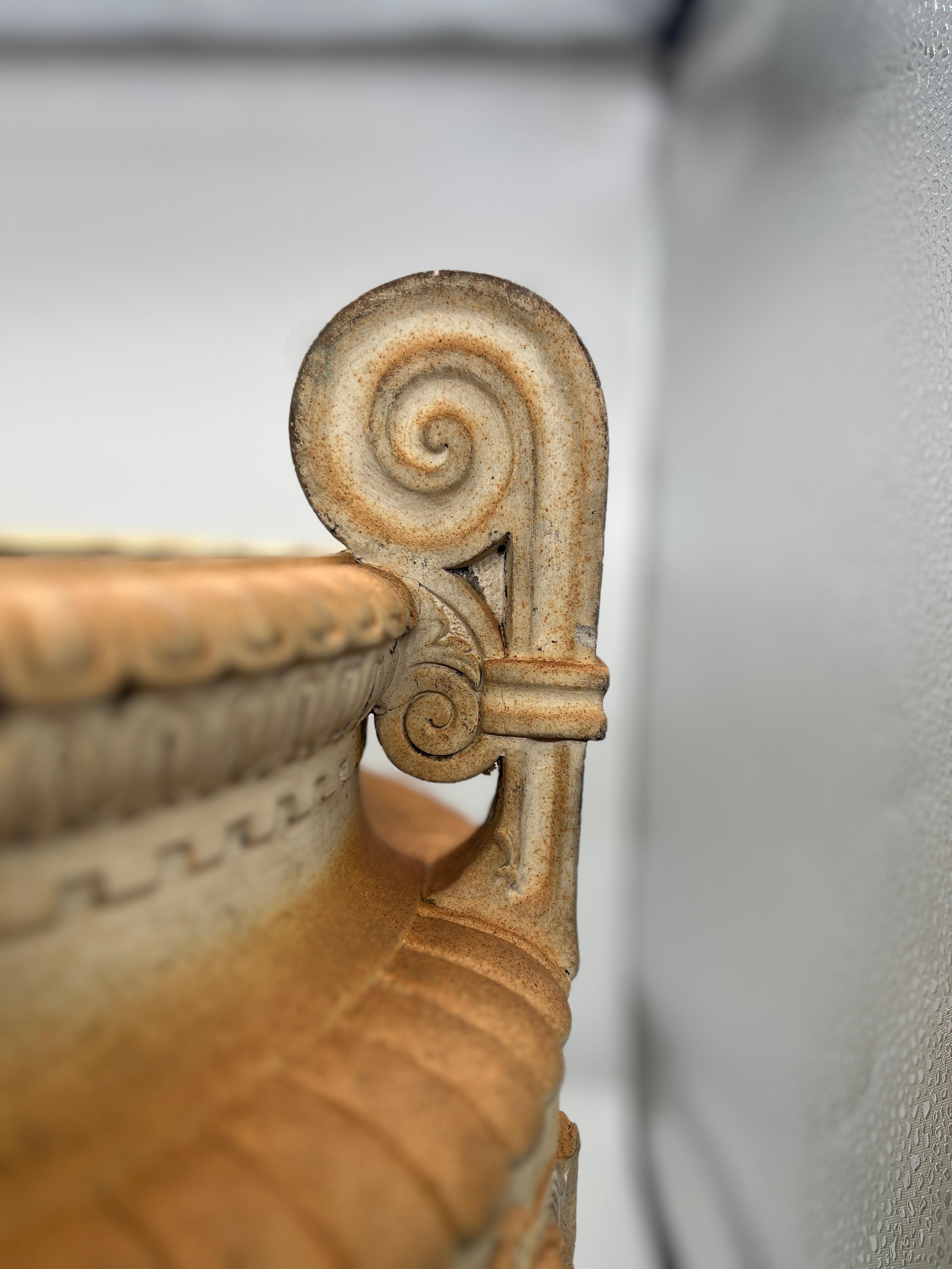 19th Century, Italian Terracotta Figural Carved Grecian Neoclassical Urn 6