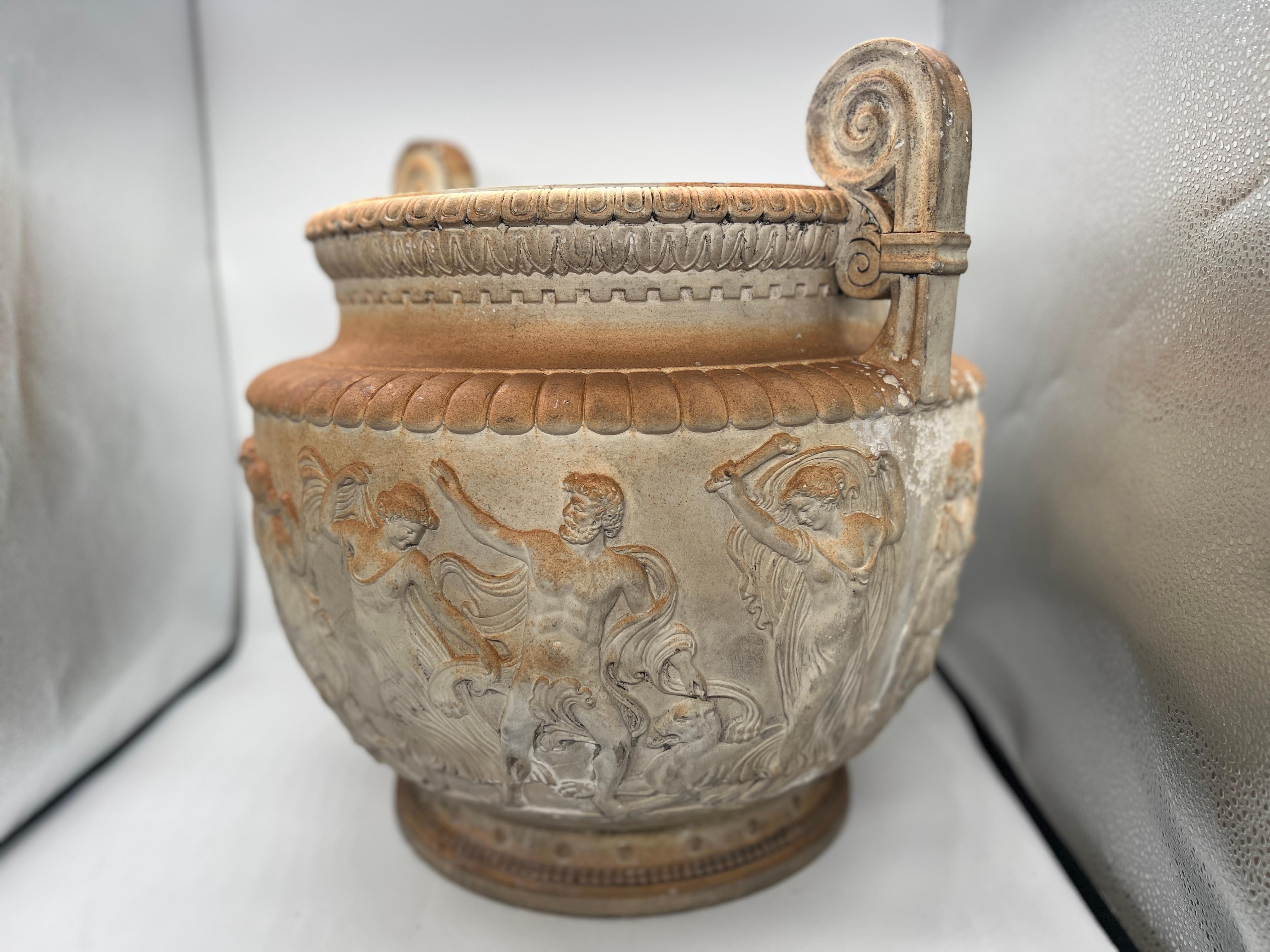 19th Century, Italian Terracotta Figural Carved Grecian Neoclassical Urn 3