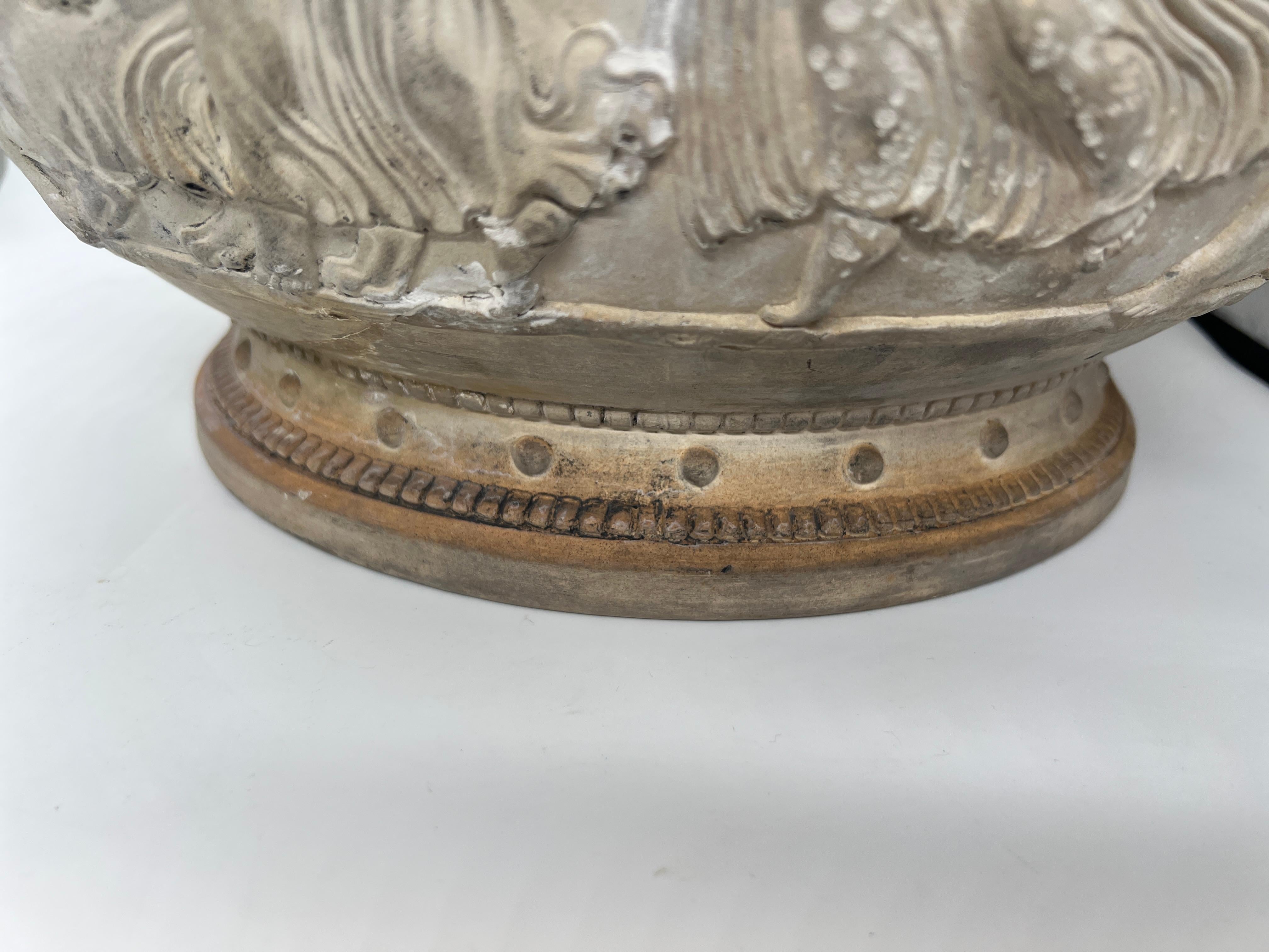 19th Century, Italian Terracotta Figural Carved Grecian Neoclassical Urn 5