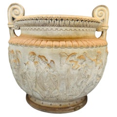 19th Century, Italian Terracotta Figural Carved Grecian Neoclassical Urn