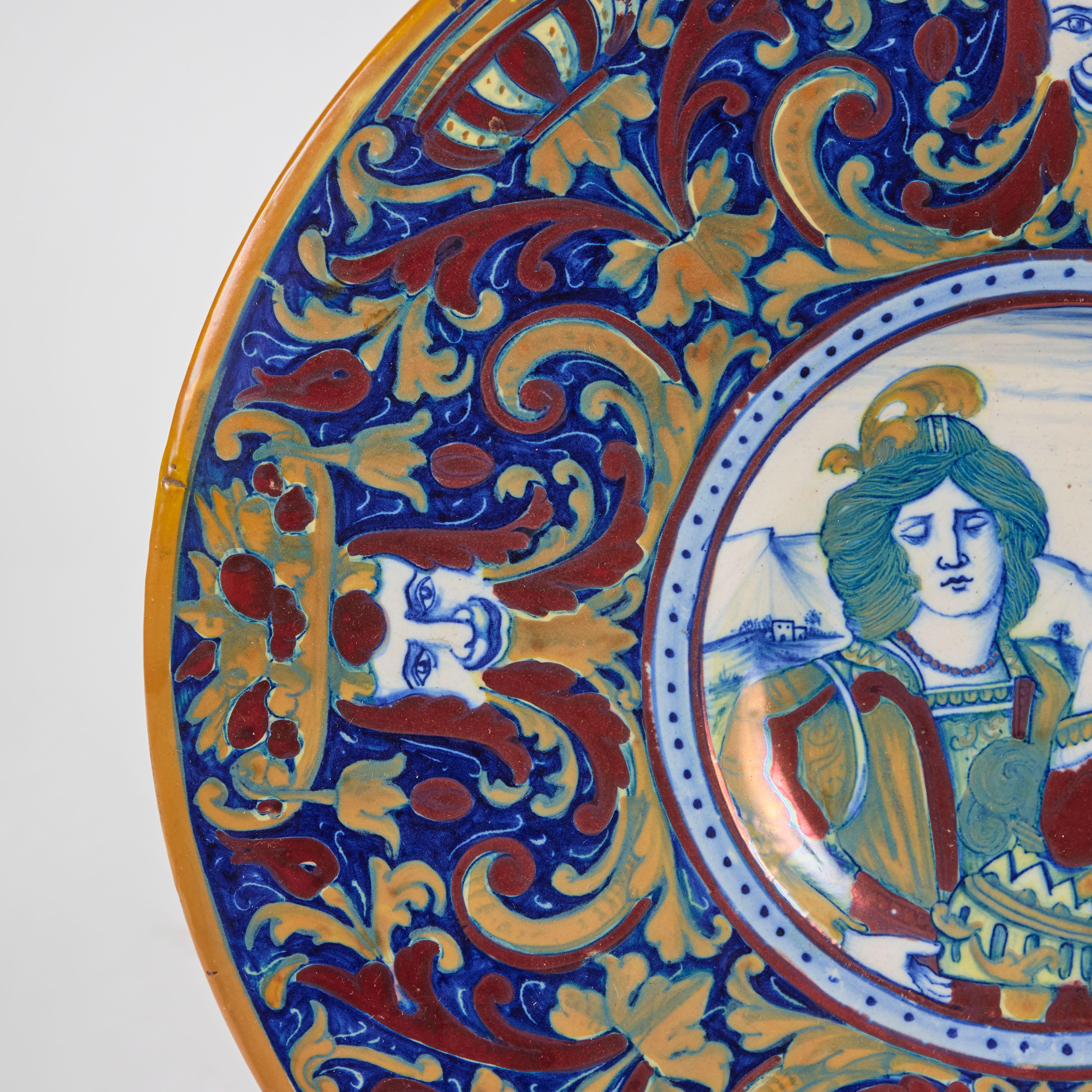 Hand-Painted 19th Century Italian Tin-Glazed Platters For Sale