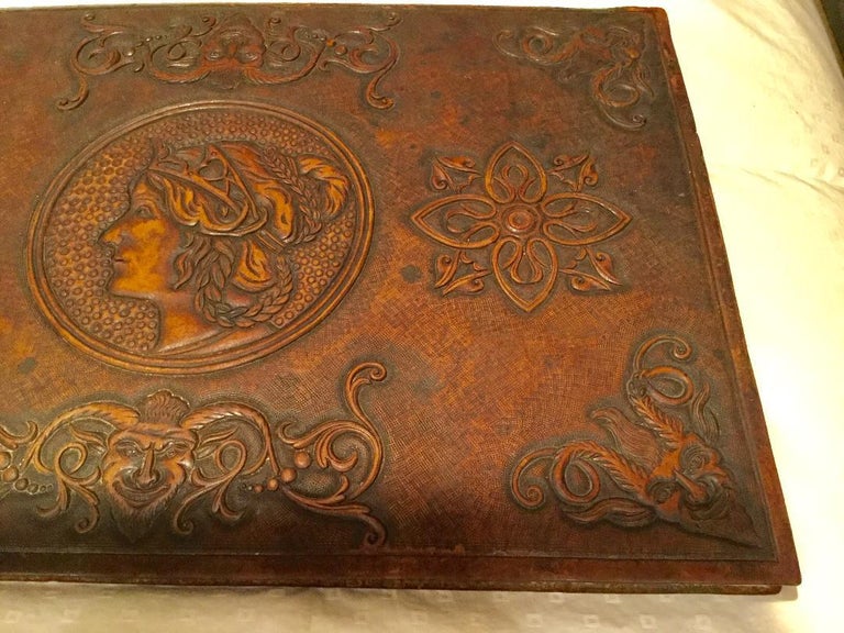 19th Century Italian Tooled Leather Desk Blotter