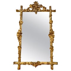 Espejo italiano del siglo XIX en forma de árbol de madera dorada