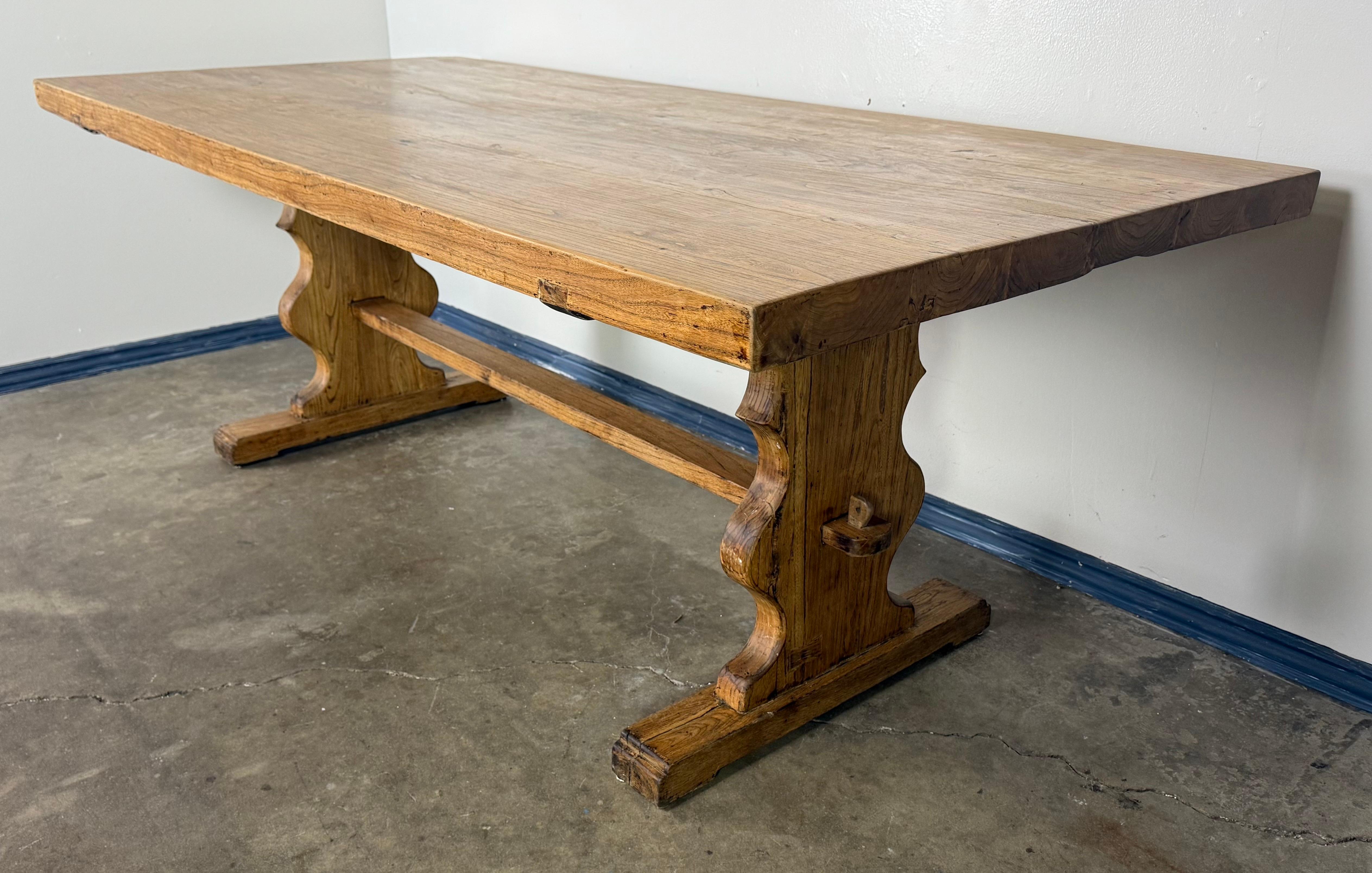 French Provincial 19th Century Italian Trestle Style Table For Sale