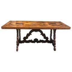 Inlaid 19th Century Italian Trestle Table