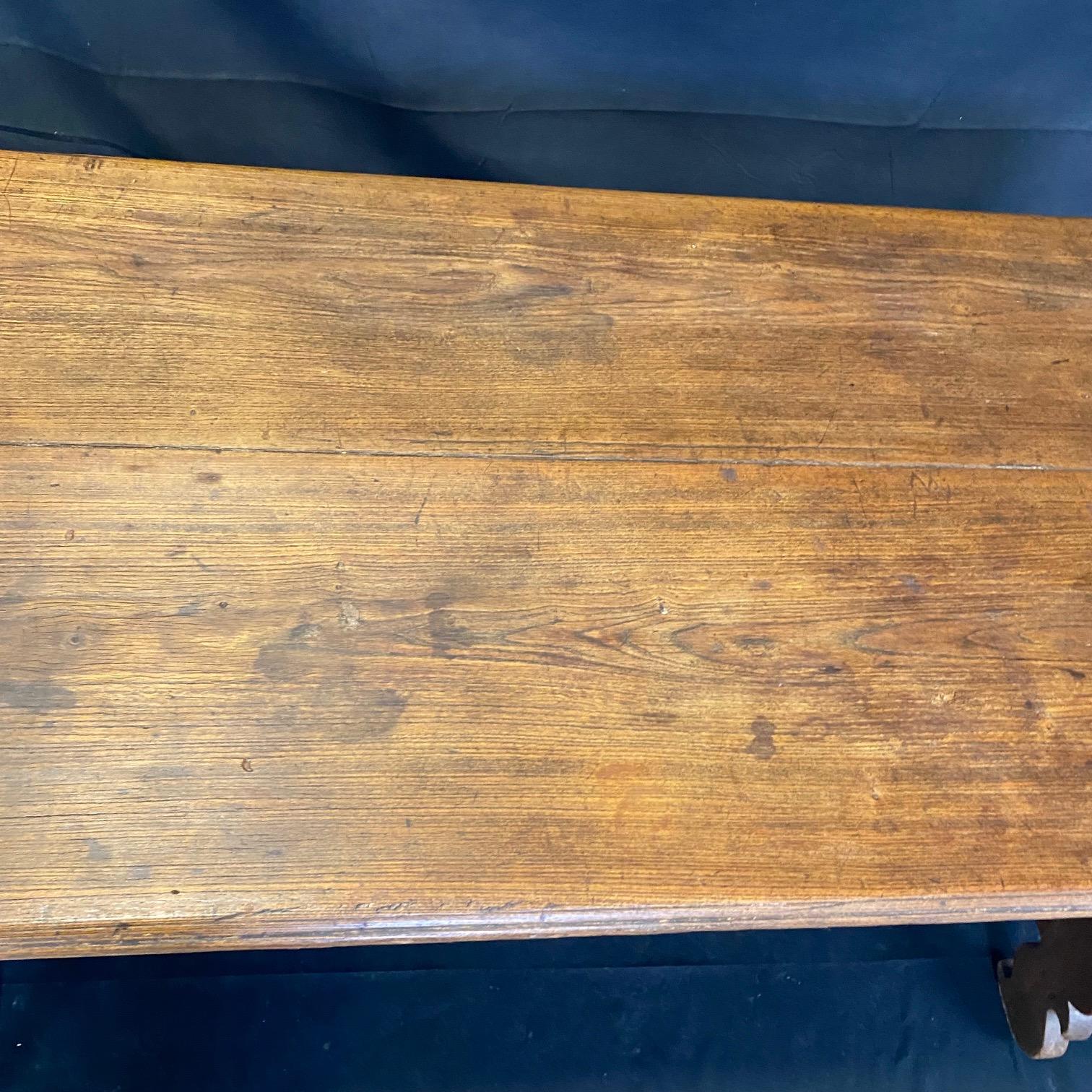 19th Century Italian Trestle Walnut Dining Table or Desk 5