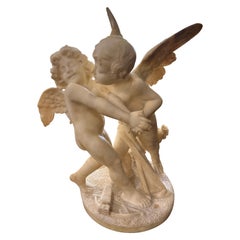 Ottocento italiano Toscana Napoleone III in alabastro firmato Eros e Anteros