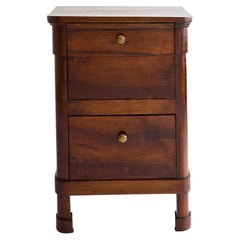19th Century Italian Walnut Commode, Neoclassical Design, Brass Knobs