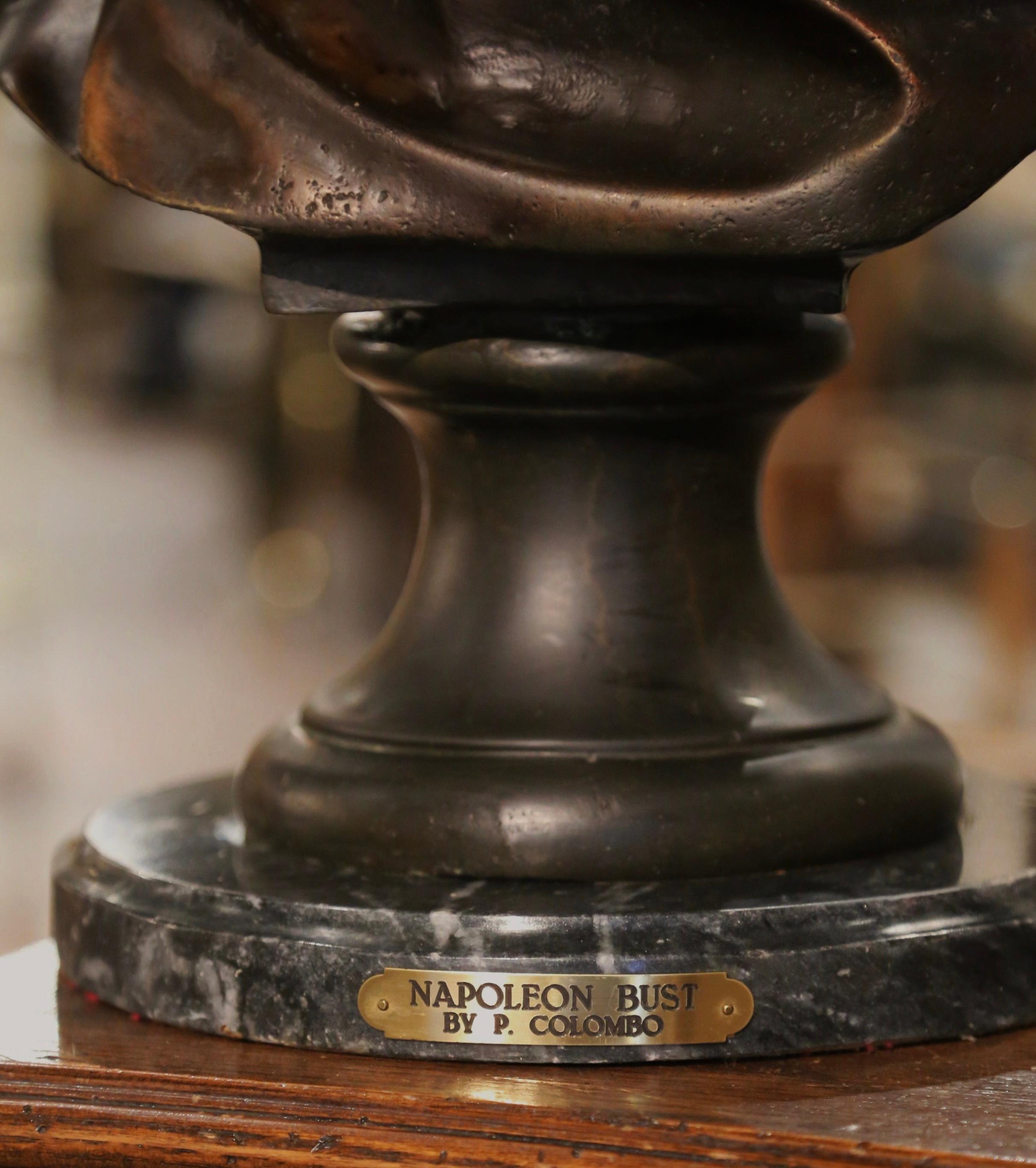Italiano Busto di Napoleone in speltro bicolore del XIX secolo firmato Colombo e datato 1885 in vendita