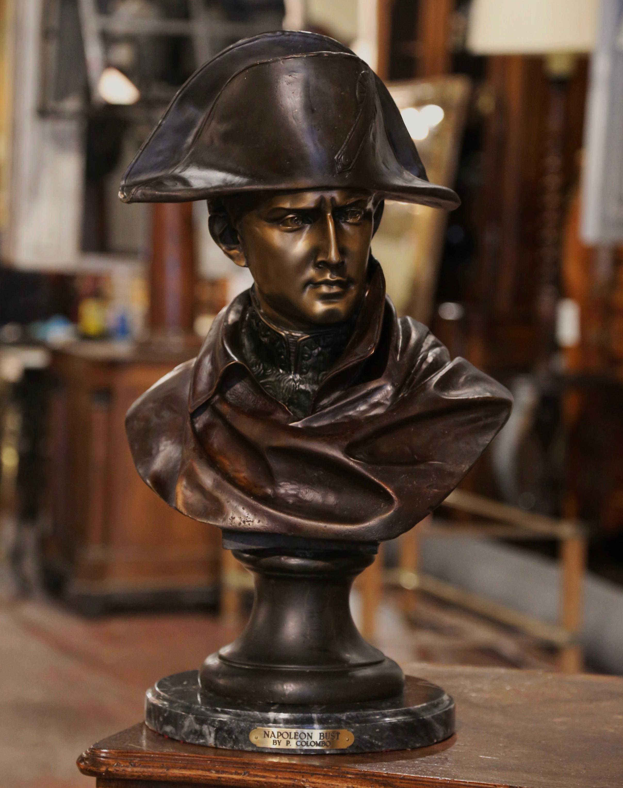 Busto di Napoleone in speltro bicolore del XIX secolo firmato Colombo e datato 1885 In condizioni ottime in vendita a Dallas, TX