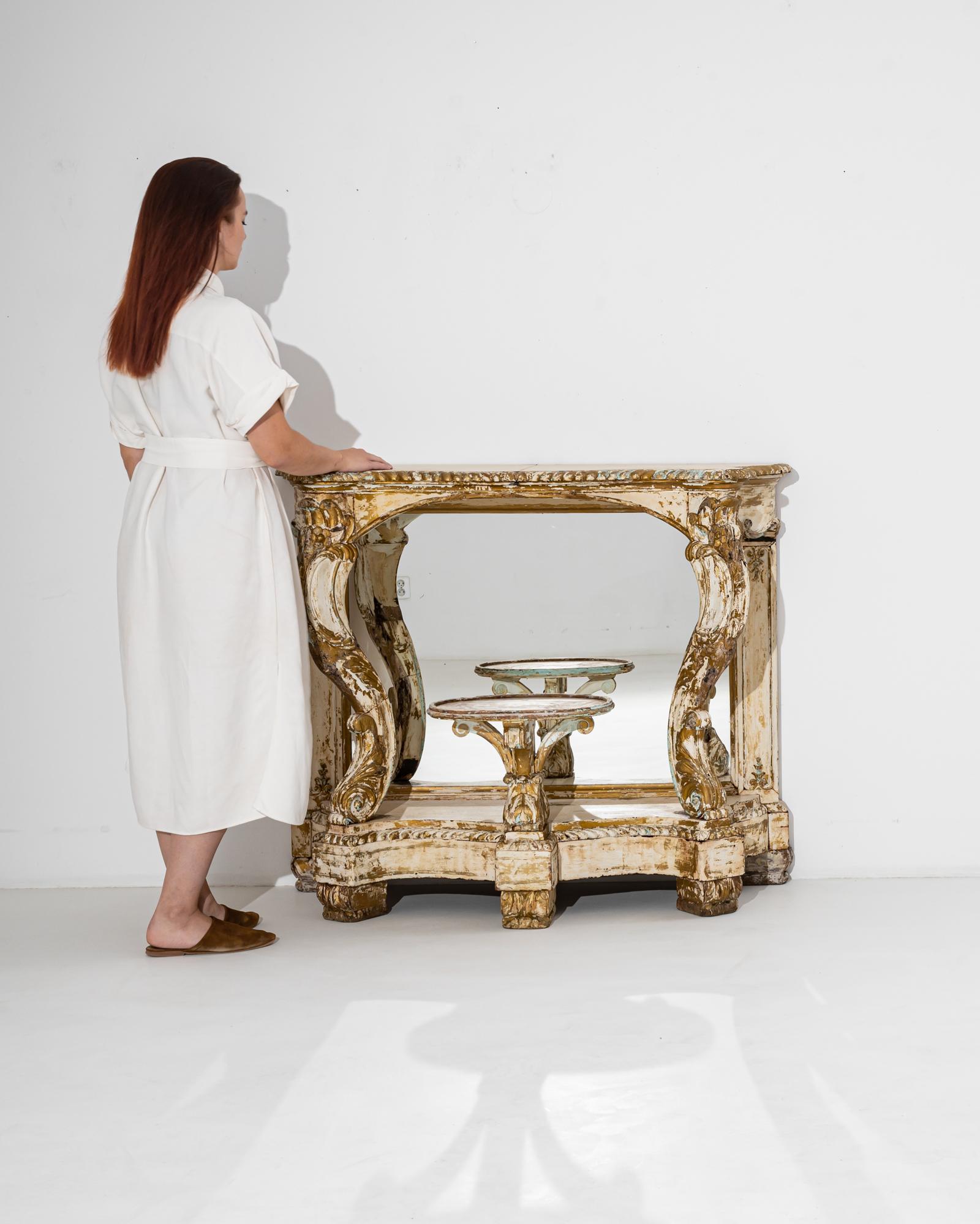 Baroque 19th Century Italian Vanity Table with Mirror For Sale
