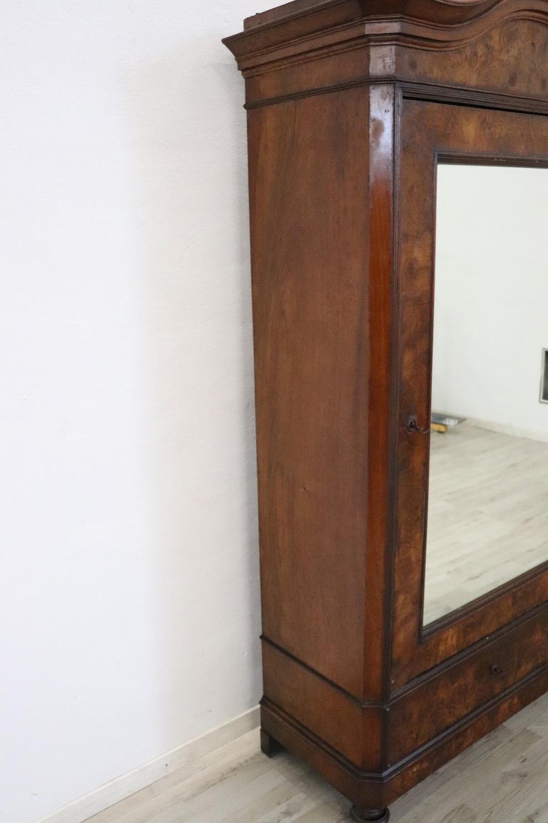 19th Century Italian Veneered Walnut Wardrobe Or Armoire With