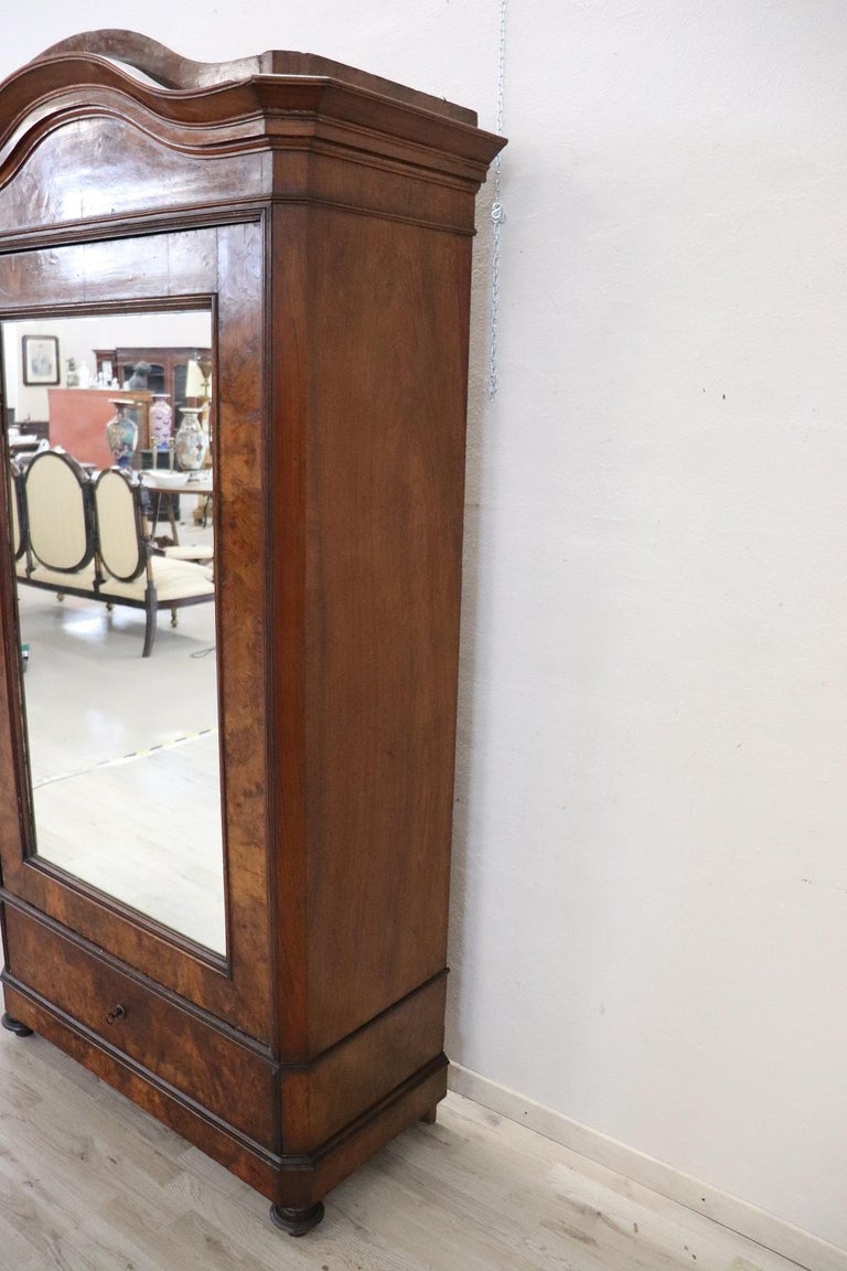 19th Century Italian Veneered Walnut Wardrobe Or Armoire With