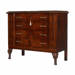 19th-Century Italian Venetian Charles X Mahogany Commode with Portoro Marble Top