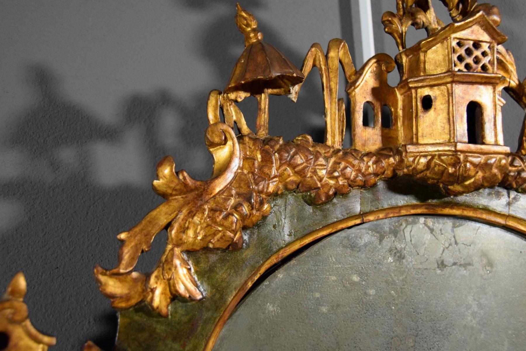 19th Century, Italian Venetian Gilded Lacquered Wood Mirror 8