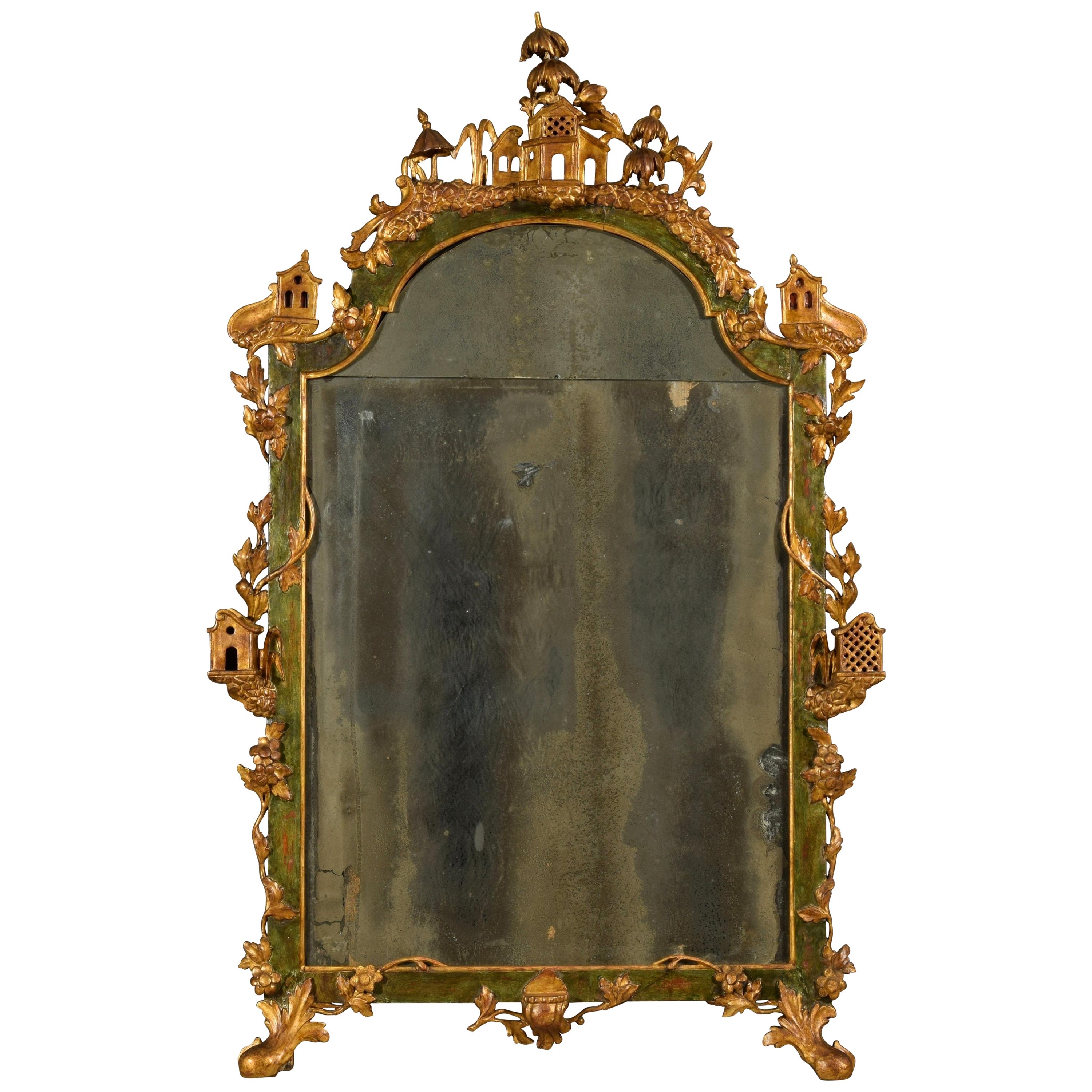 19th Century, Italian Venetian Gilded Lacquered Wood Mirror