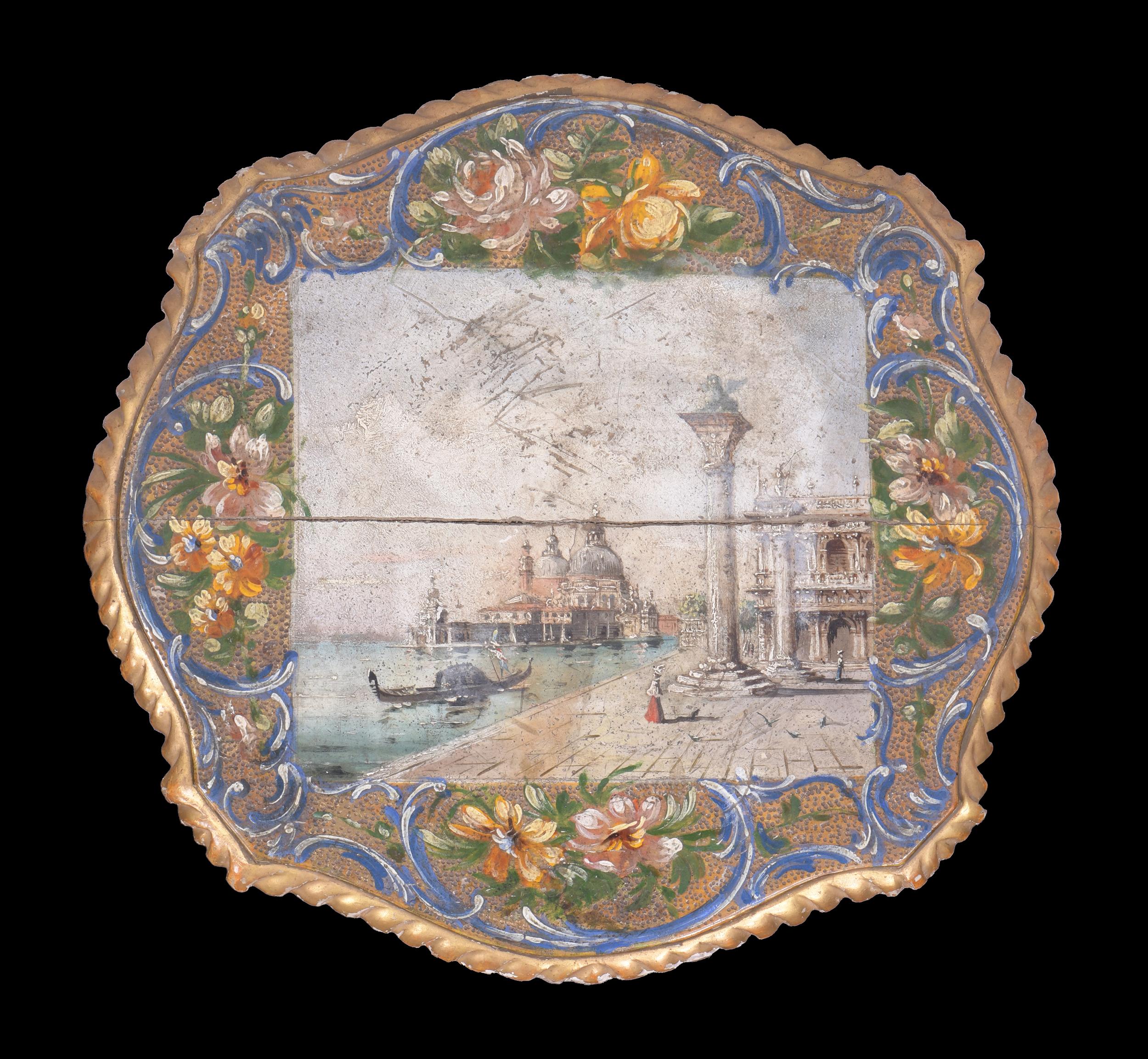 Néo-rococo The Pedestal Table Gondolier vénitienne dorée et peinte du 19e siècle en vente