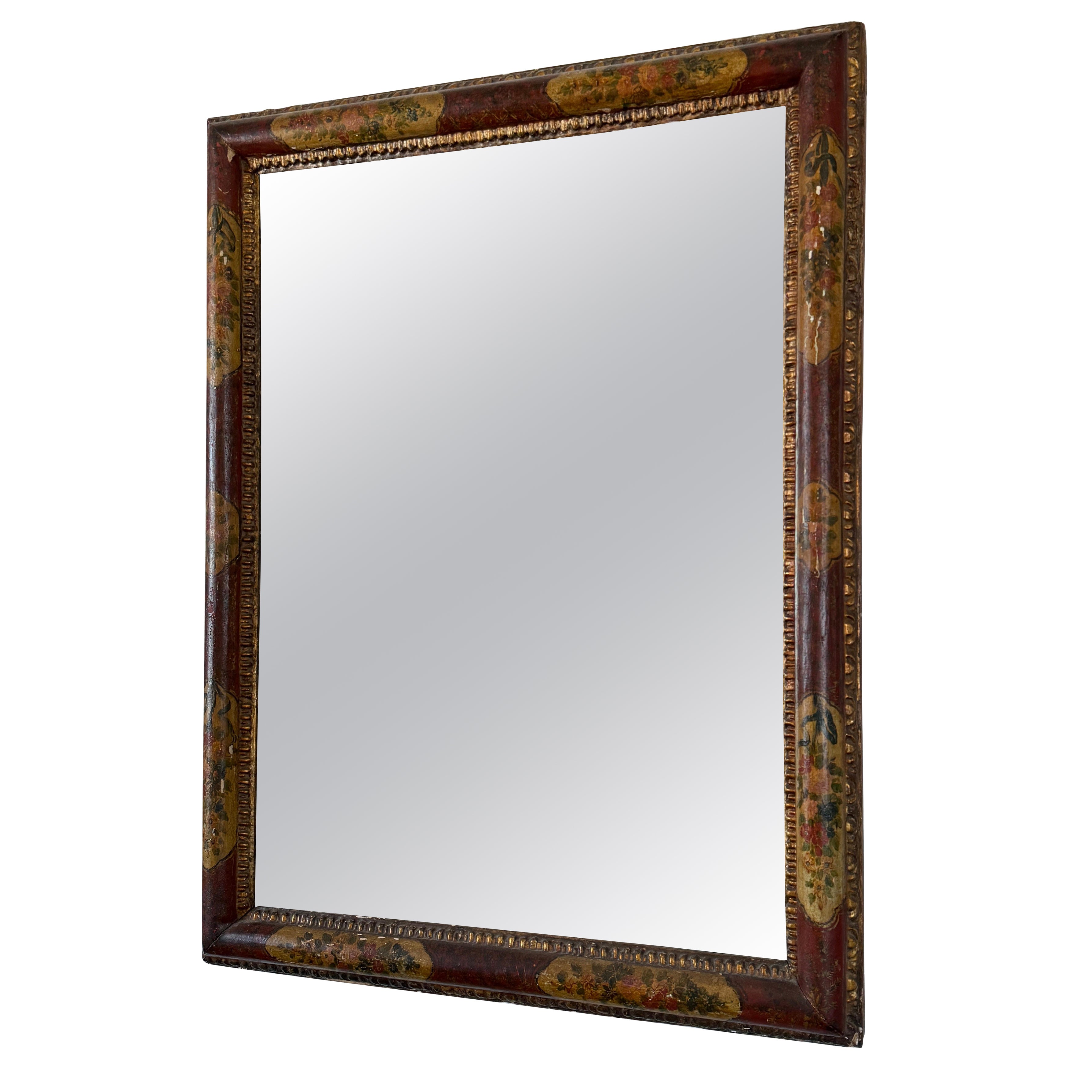 19th Century Italian Venetian Lacquered Red Mirror