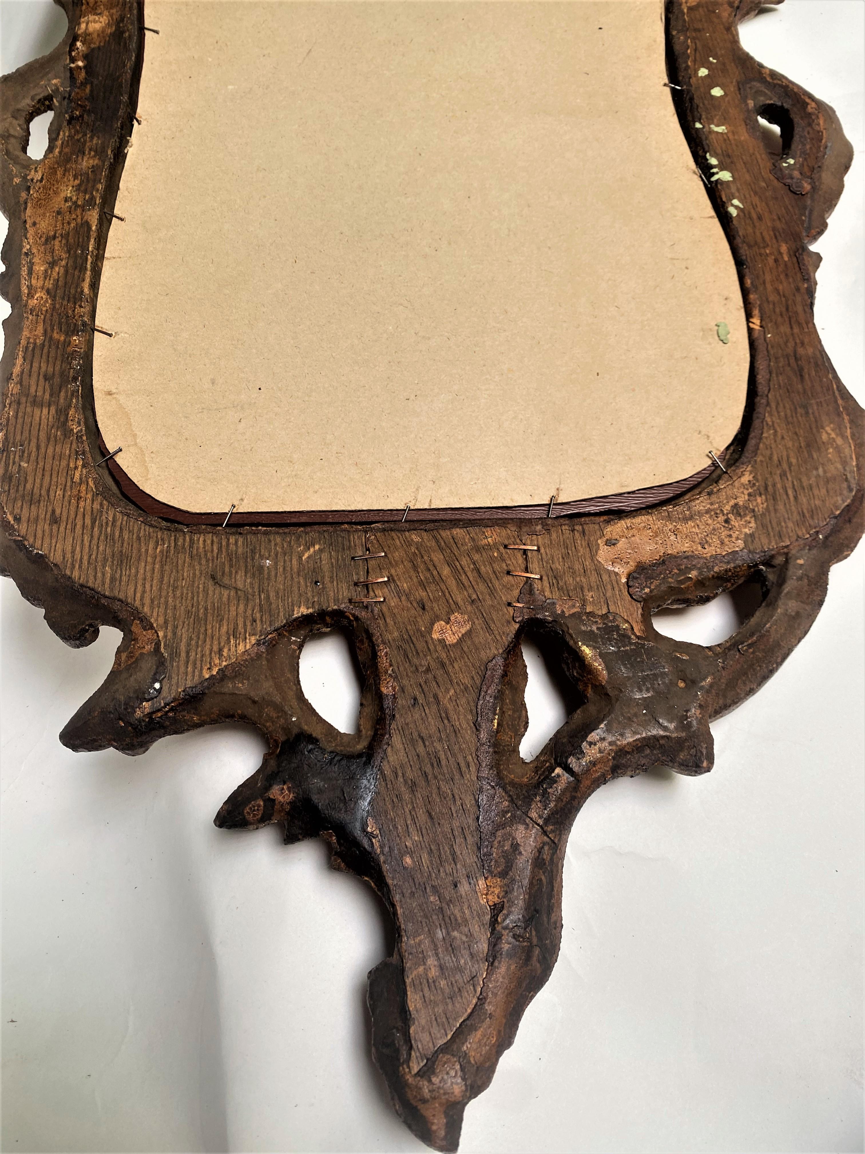 19th Century Italian Venetian Orange Painted Carved Wood Mirror For Sale 6
