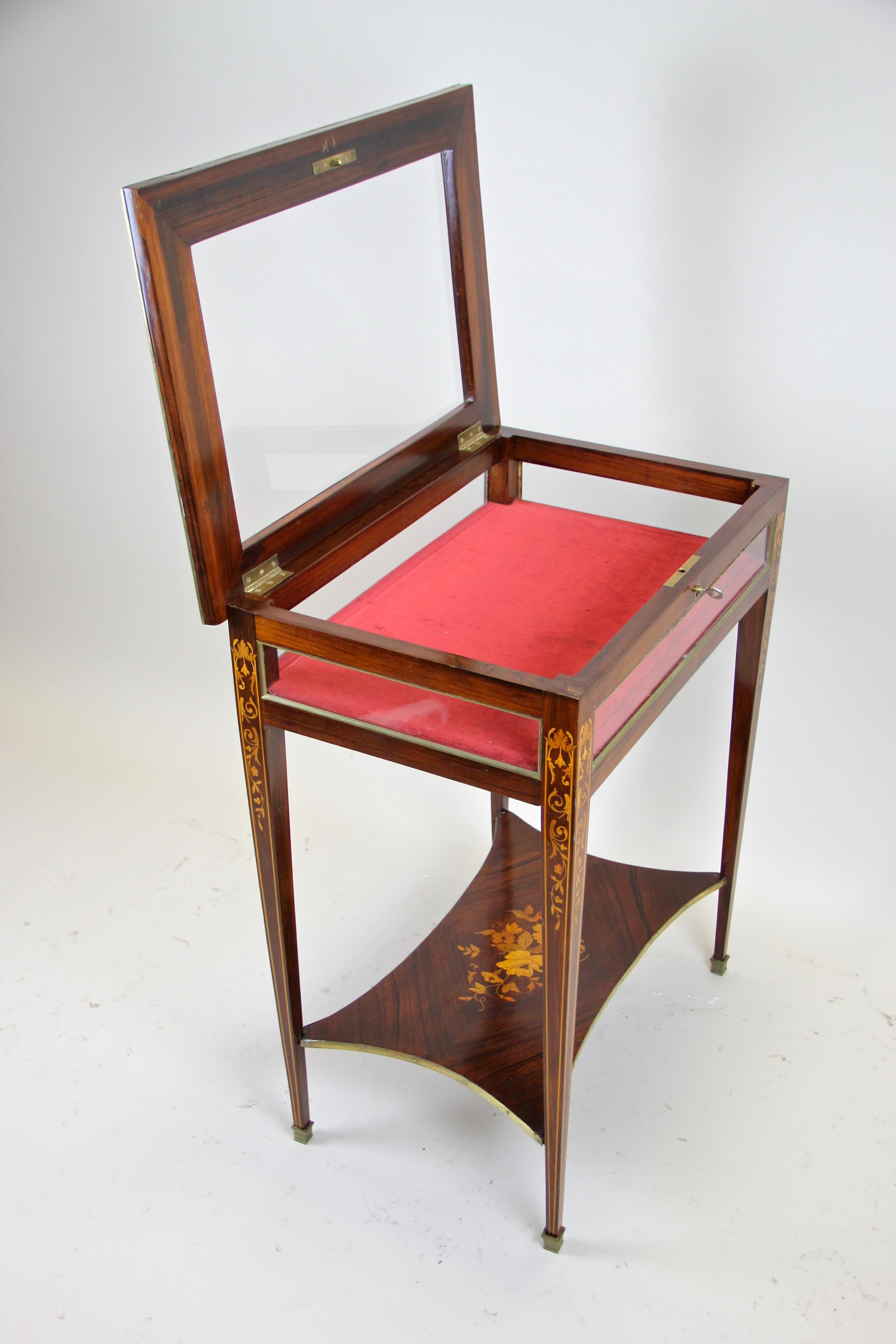 19th Century Italian Vitrine Table with Inlay Work, circa 1890 8