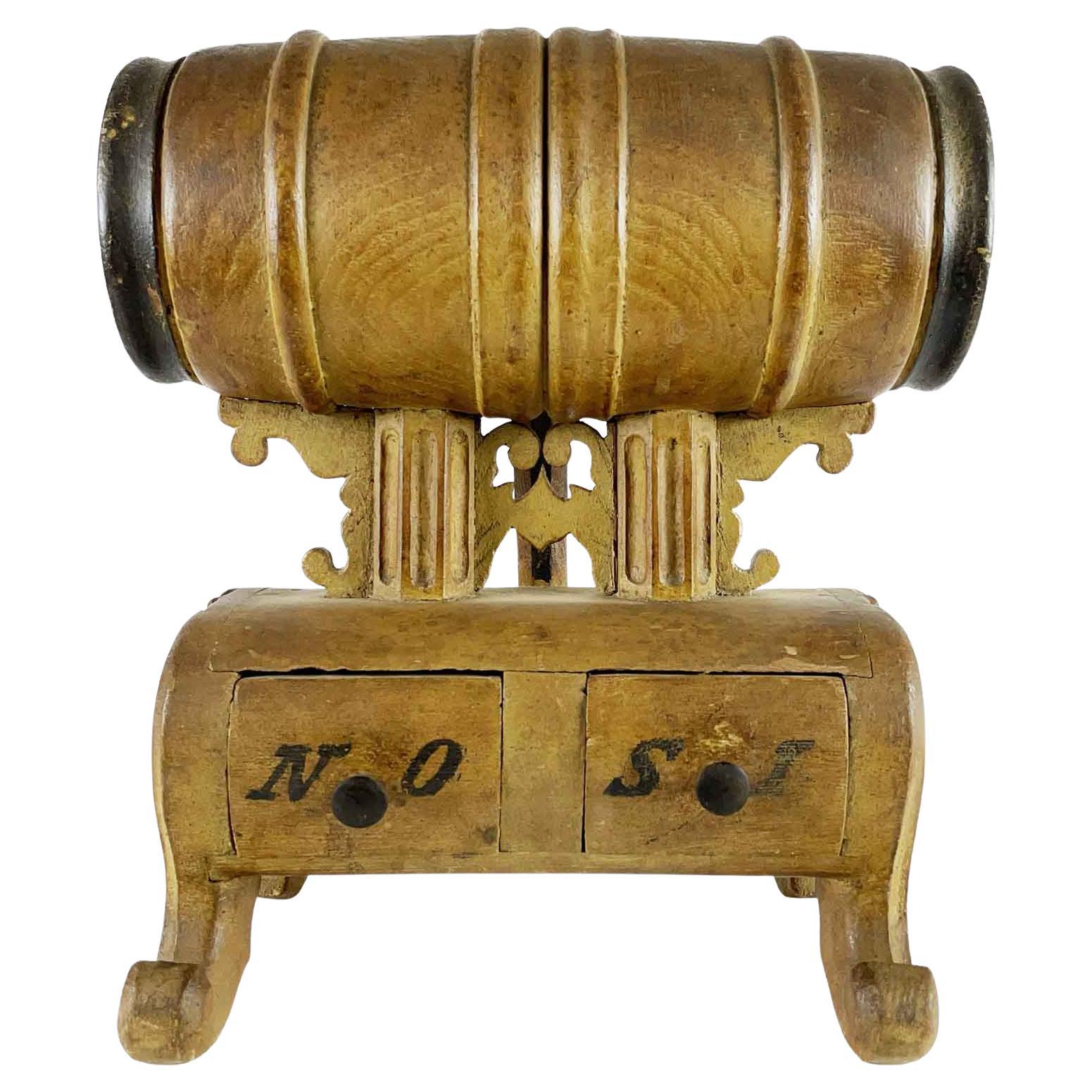 19th Century Italian Voting Box Tuscan Confraternity Carved Barrel Ballot Box