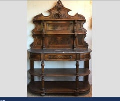 19th Century Italian Walnut and Briar-Root Cupboard with Marble Top, 1890s