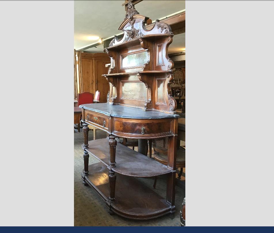 Victorian 19th Century Italian Walnut and Briar-Root Cupboard with Marble Top, 1890s For Sale