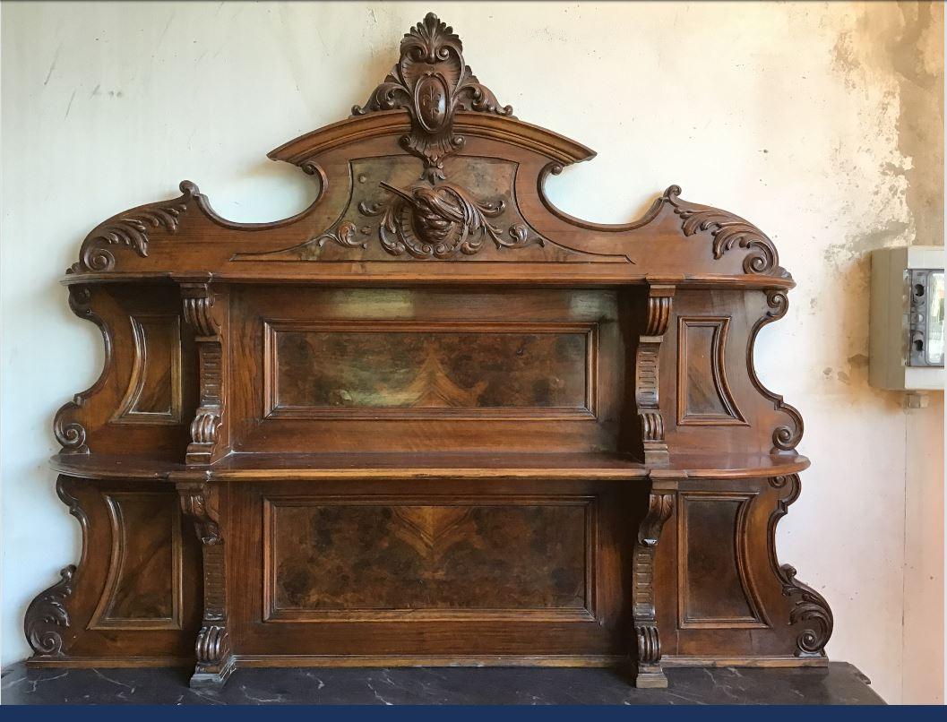 Late 19th Century 19th Century Italian Walnut and Briar-Root Cupboard with Marble Top, 1890s For Sale