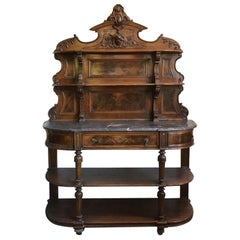 19th Century Italian Walnut and Briar-Root Cupboard with Marble Top, 1890s