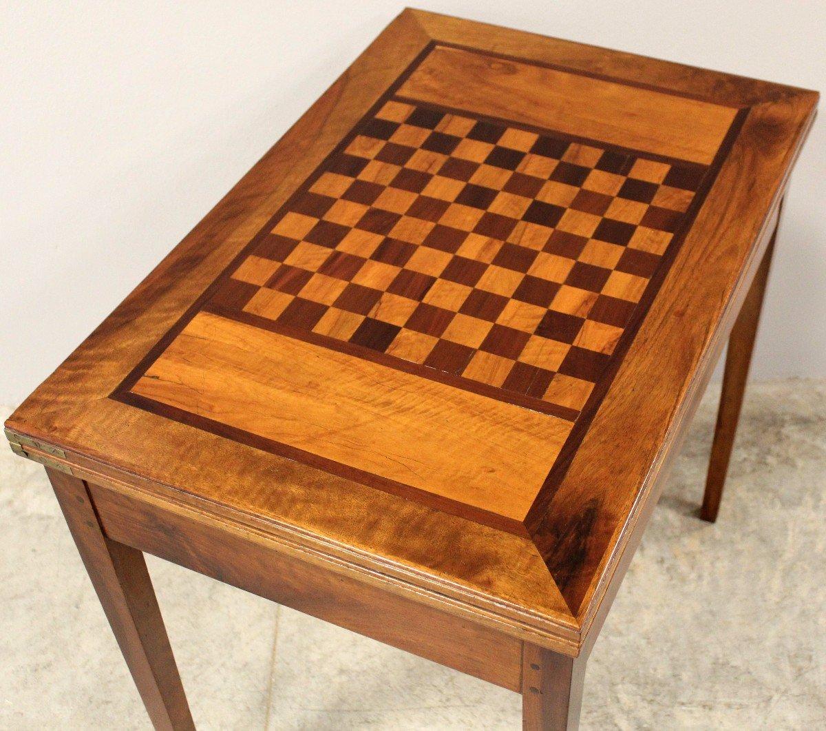 19th Century Italian Walnut and Mahogany Game Table with Checkerboard Marquetry In Good Condition For Sale In Atlanta, GA