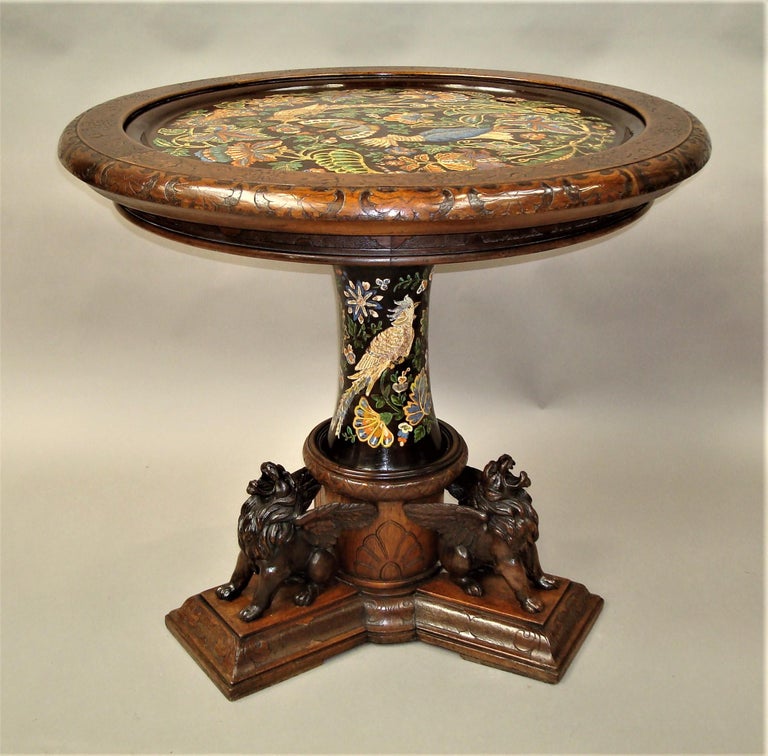 19th century Italian Walnut and Majolica Centre Table For ...