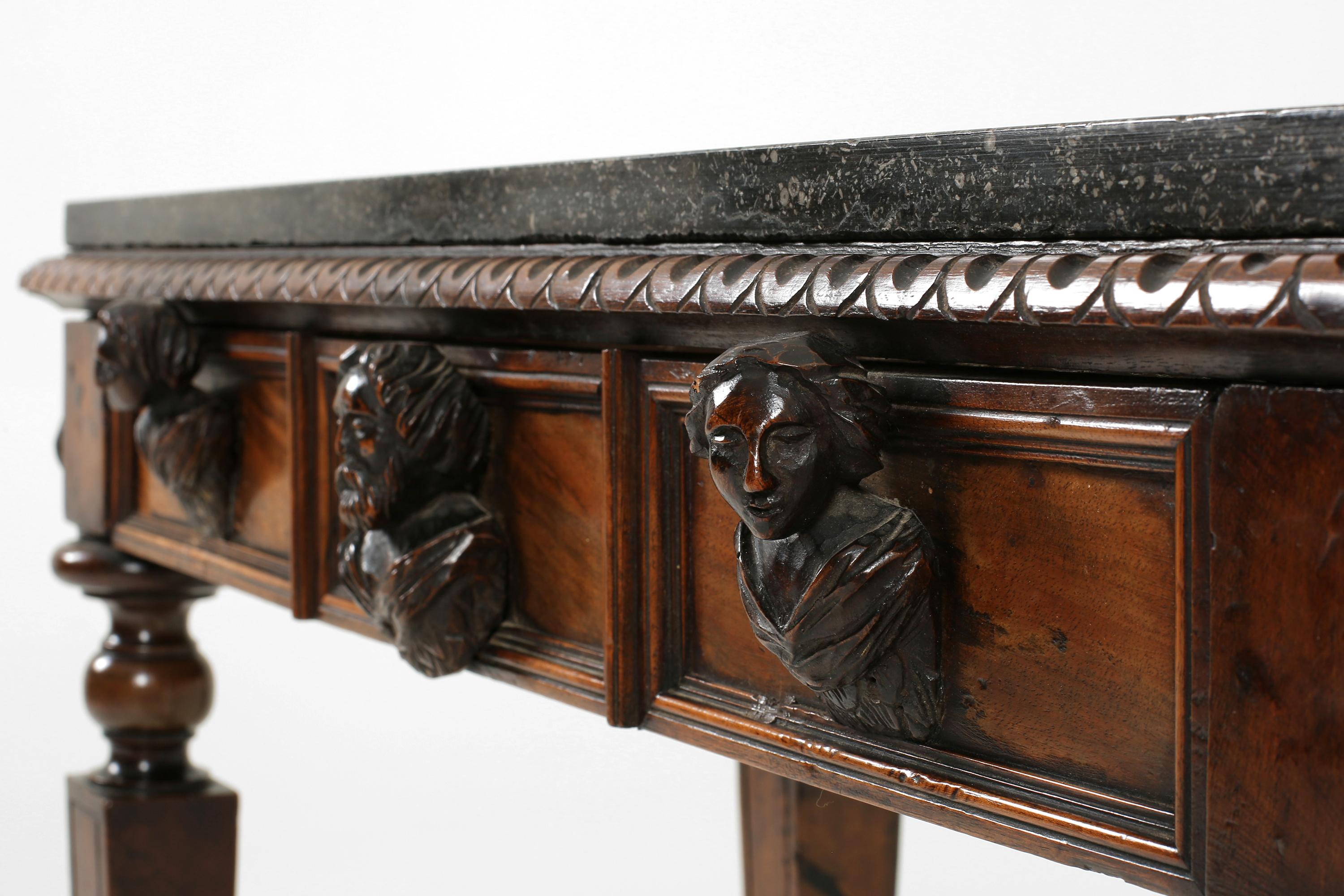 19th Century Italian Walnut and Marble Side Table For Sale 7