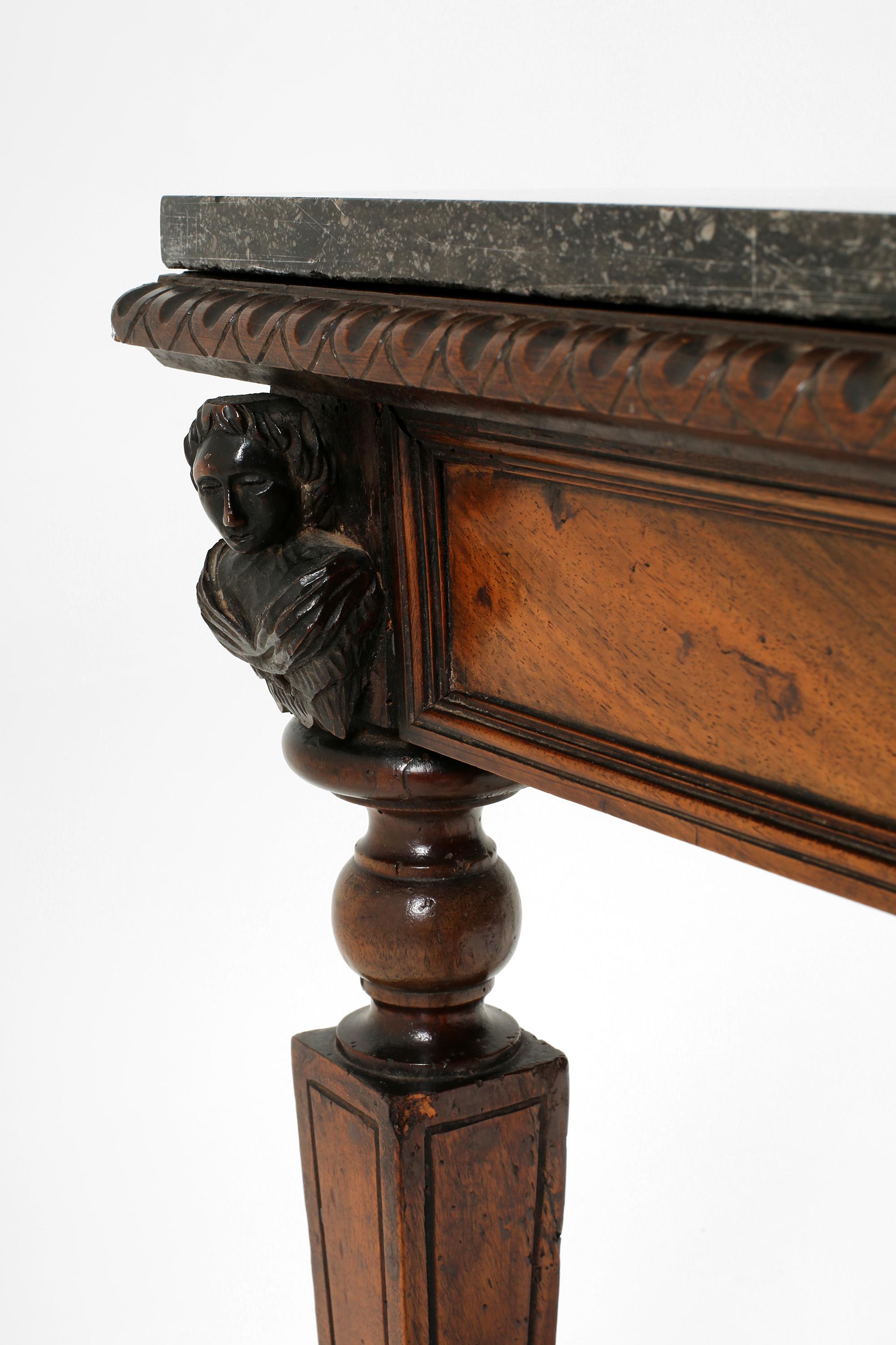 19th Century Italian Walnut and Marble Side Table For Sale 10